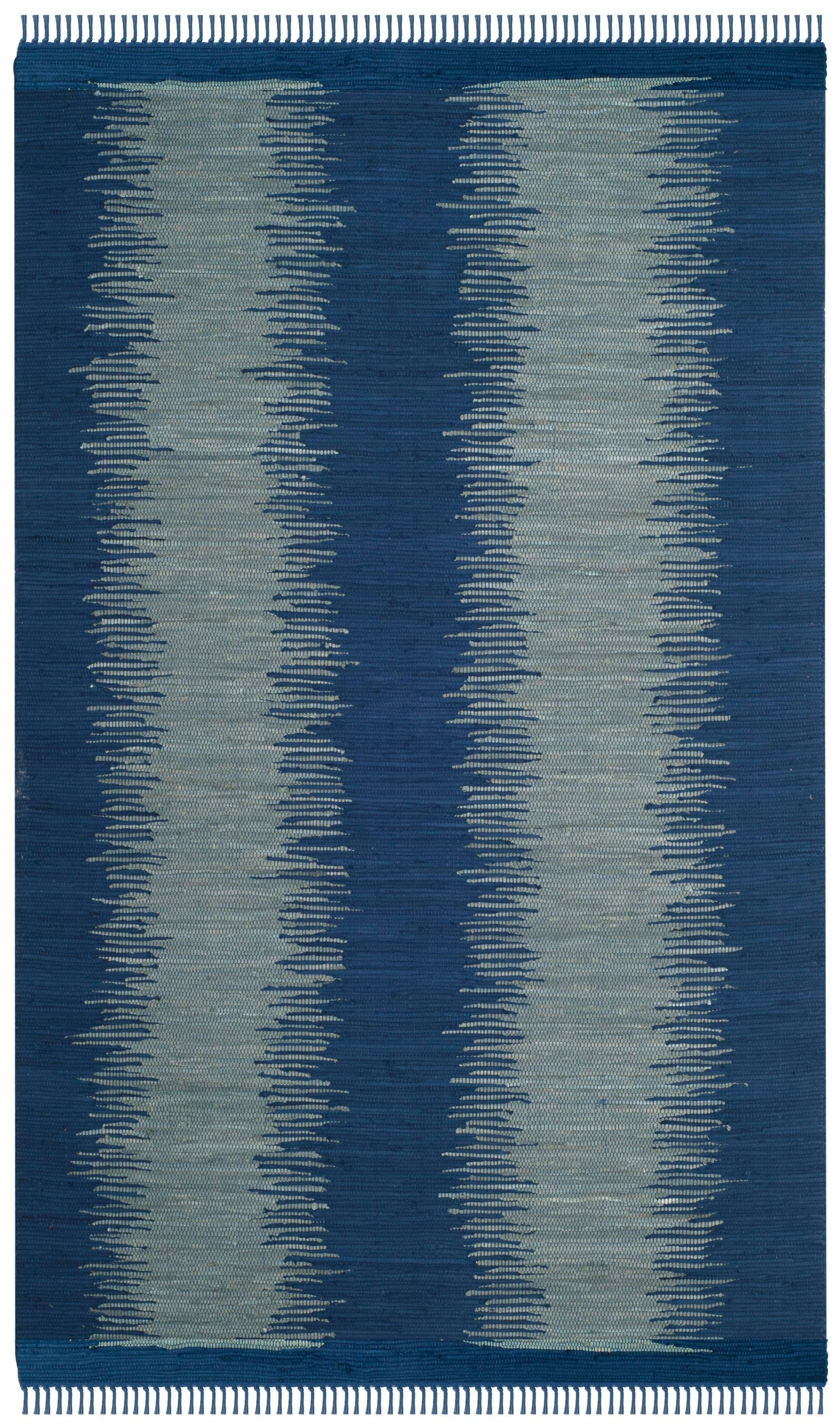Safavieh MTK718H-5 Montauk Salina 5 x 8 (ft) Cotton Navy Rectangular Indoor Abstract Coastal Area rug