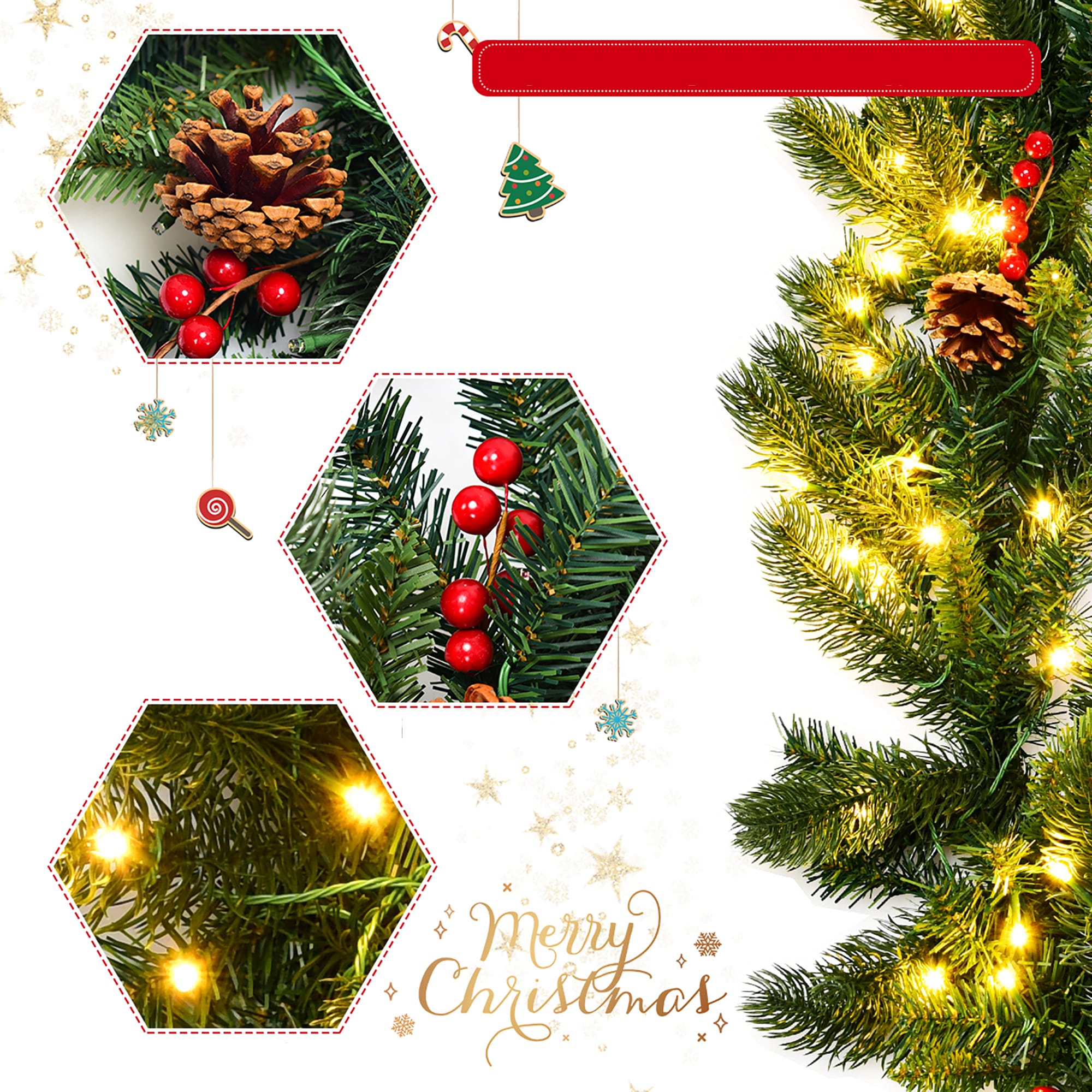Costway CM22798 Artificial-Christmas-Garland - View #2