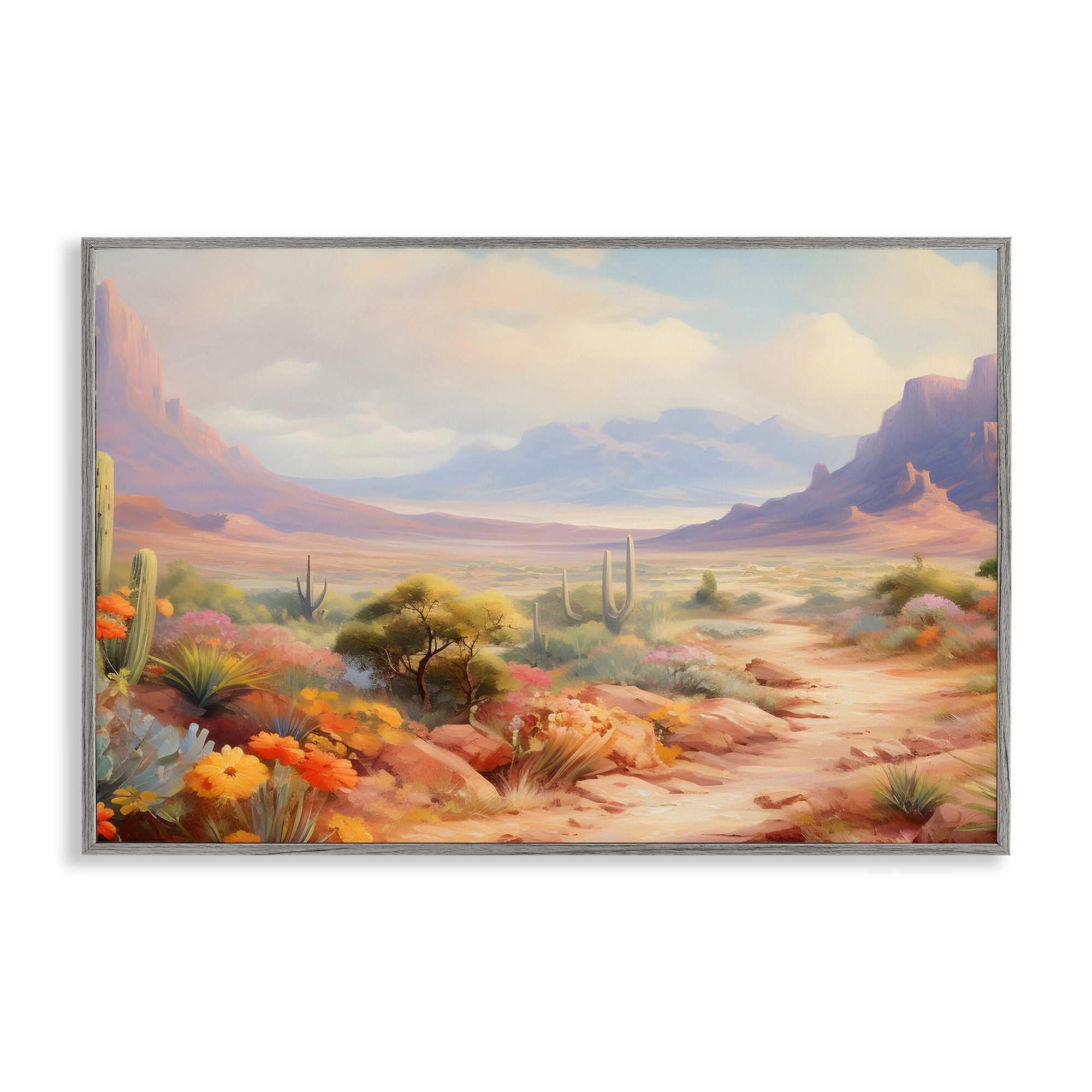 Stupell Industries BT-901-GFF-16X24 Flower Lined Desert Path Gray Framed Giclee Art By Franklyn Gregory 24 x 16
