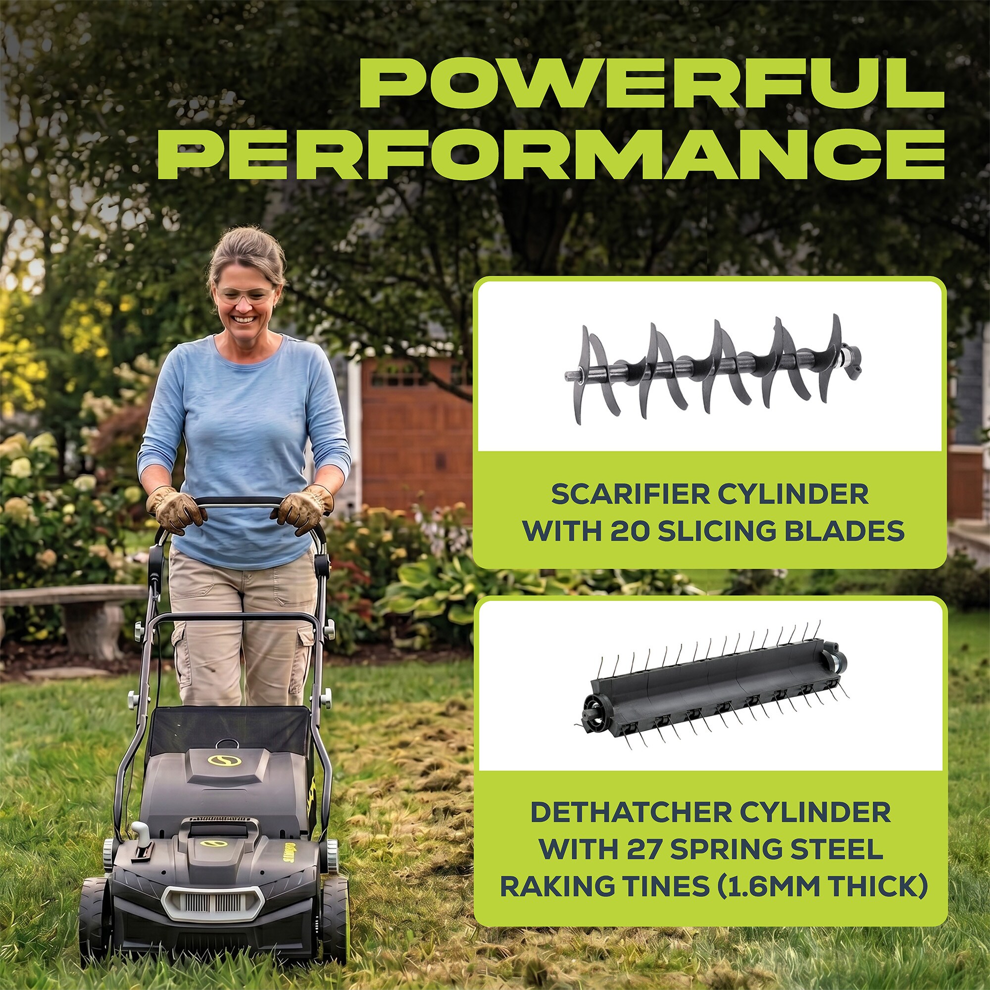 Sun Joe 15 Inches Corded Electric Dethatcher Scarifier w/ 13.2 Gal