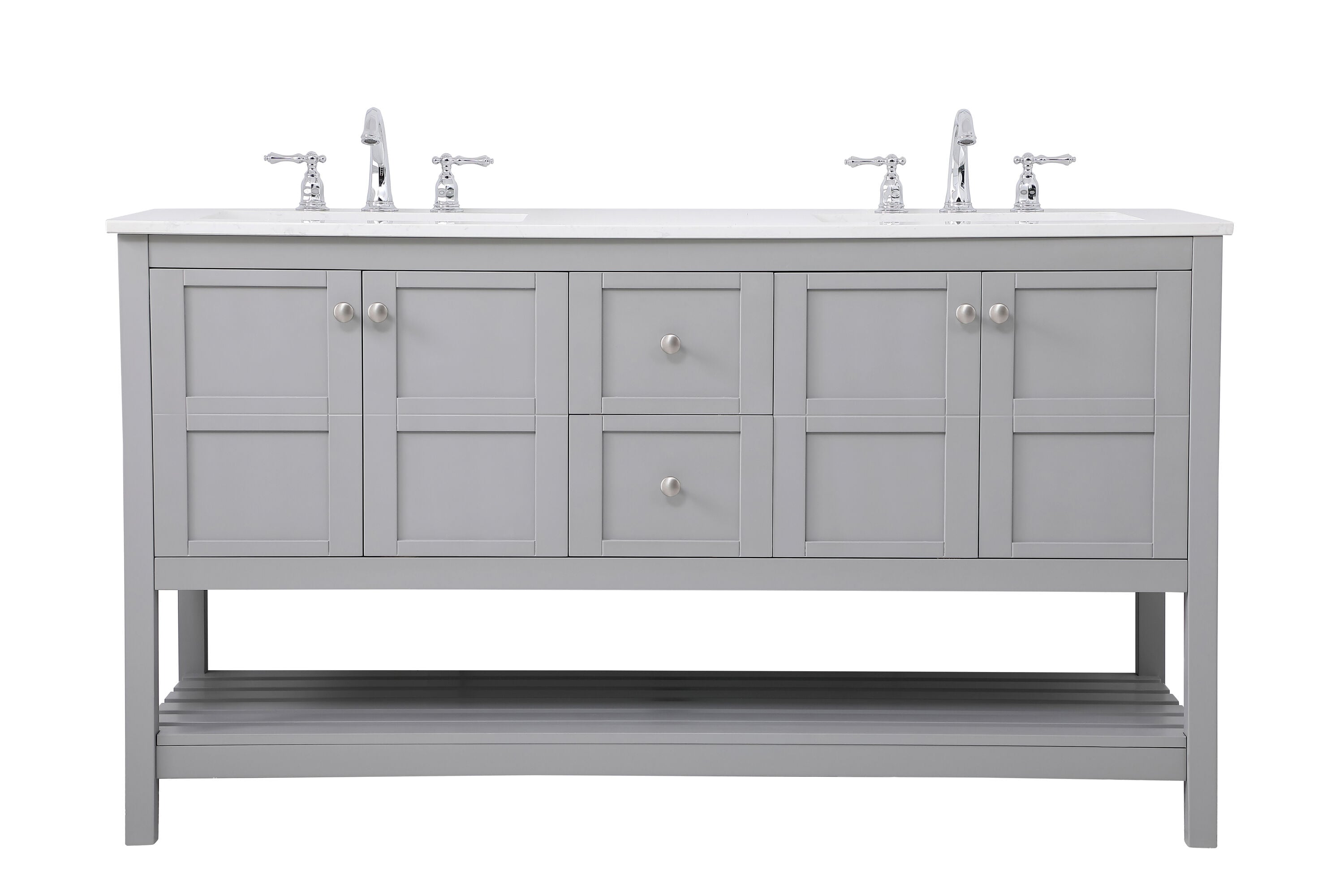 Elegant Decor FI49260DGR First Impressions 60-in Gray Undermount Double sink Bathroom Vanity with Calacatta white Engineered marble Top