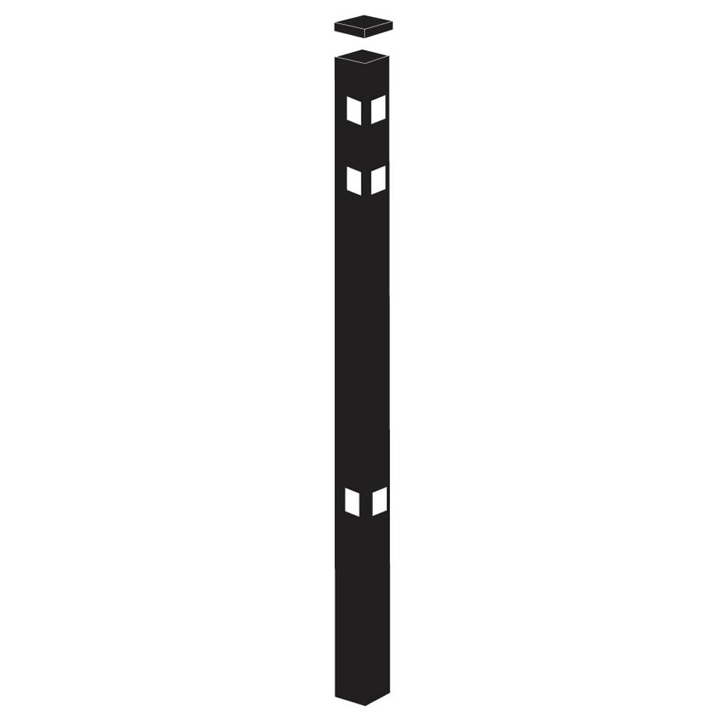 Freedom Providence 7-ft H x 2-in W Black Aluminum Spaced Picket Pressed-point Decorative Corner Fence Post