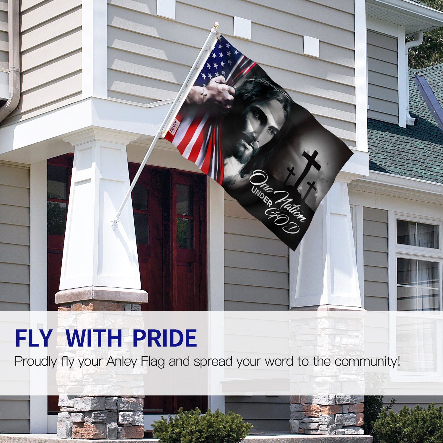 Anley 3x5 Foot One Nation Under God Flag - Good Friday Christian Jesus American Flags Polyester