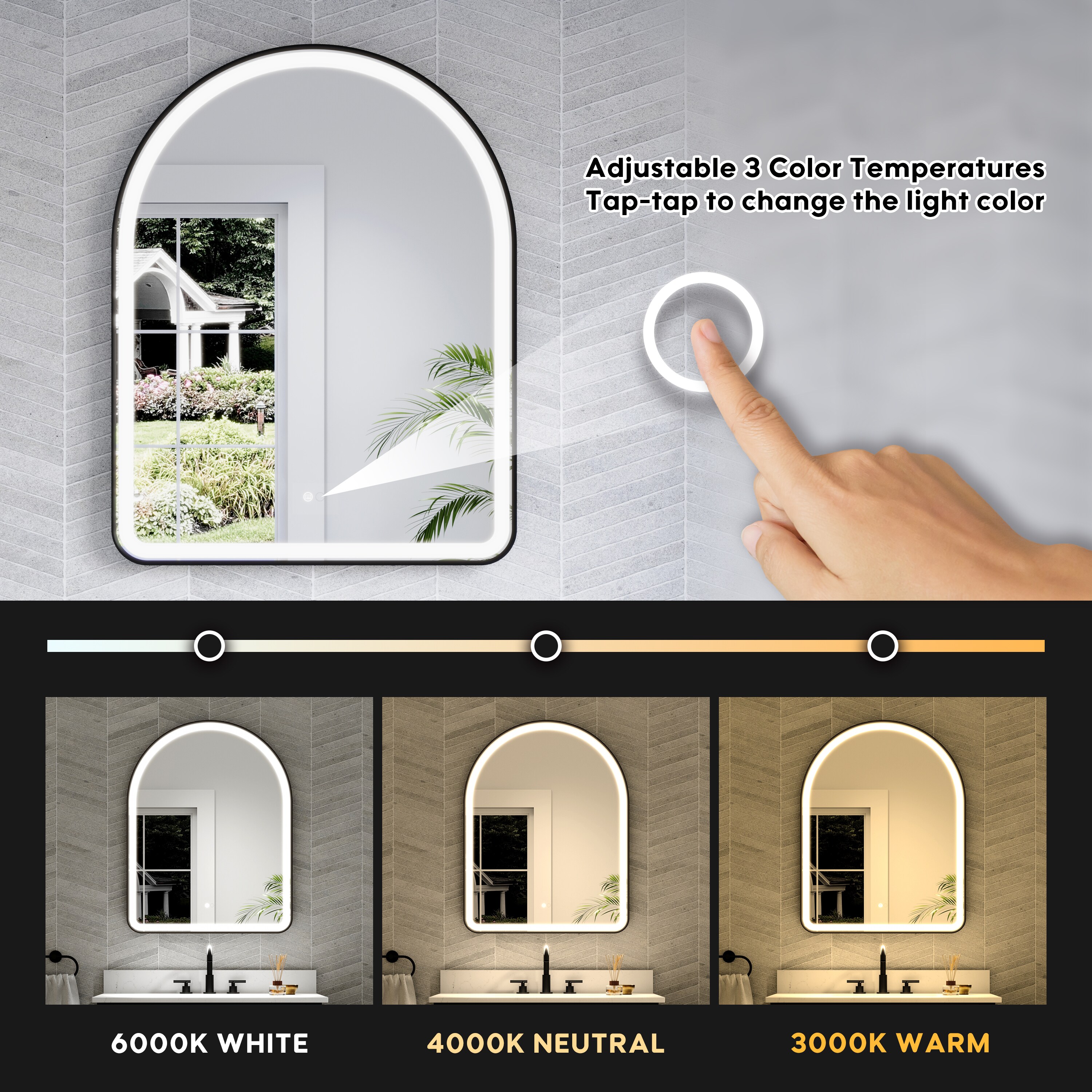 WELLFOR GIZBRX06Q Framed-Bath-Mirrors - View #4