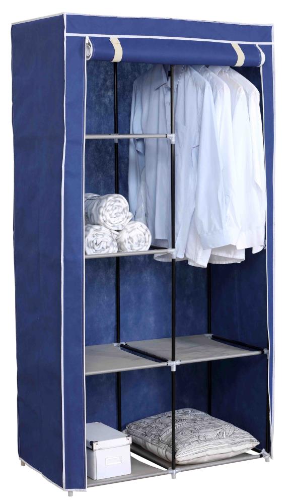 Home Basics Navy Plastic Clothing Rack, 70 Inches Height, 50 lbs