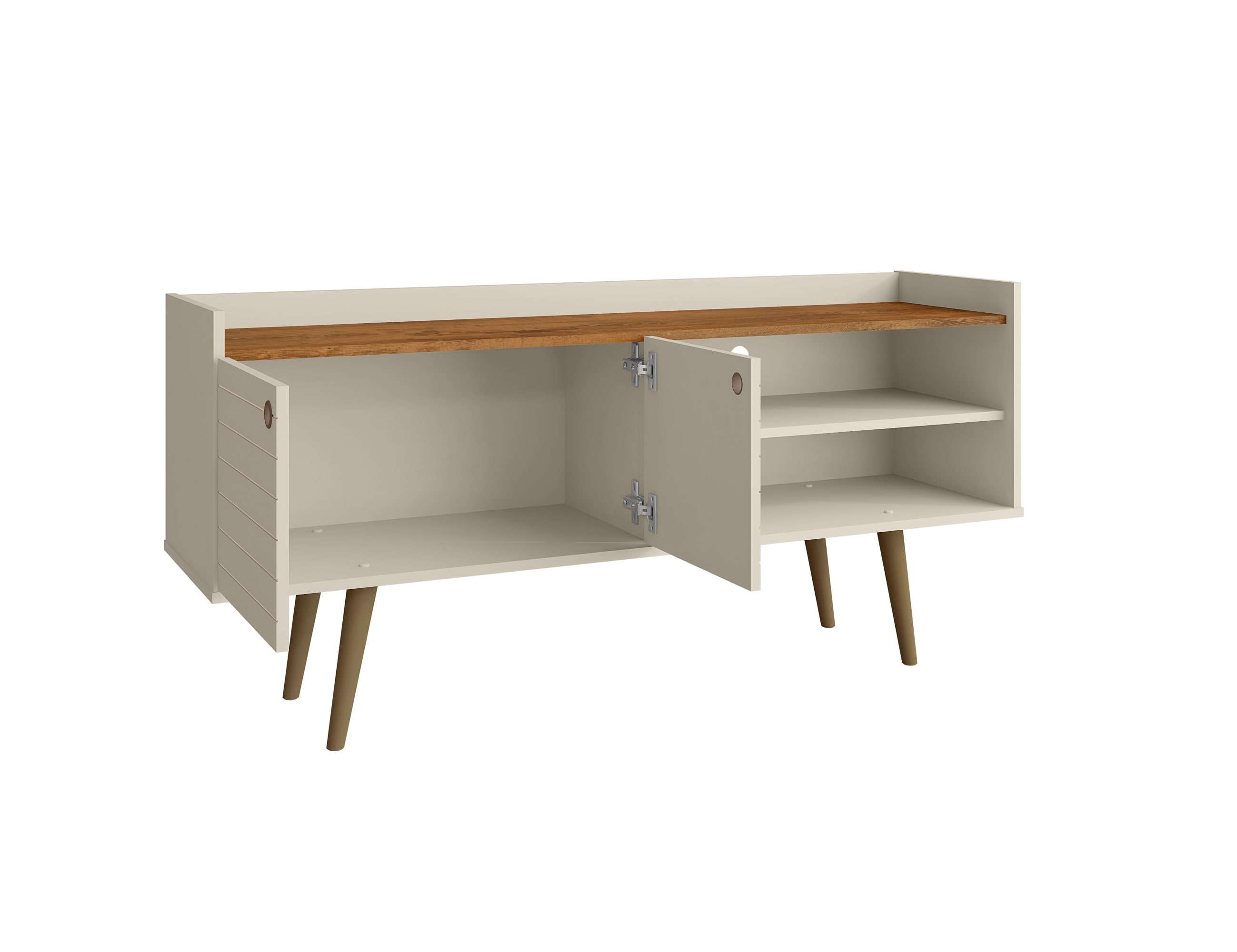 Bogart 53.54" Off-White Mid-Century Modern TV Stand with Cabinet