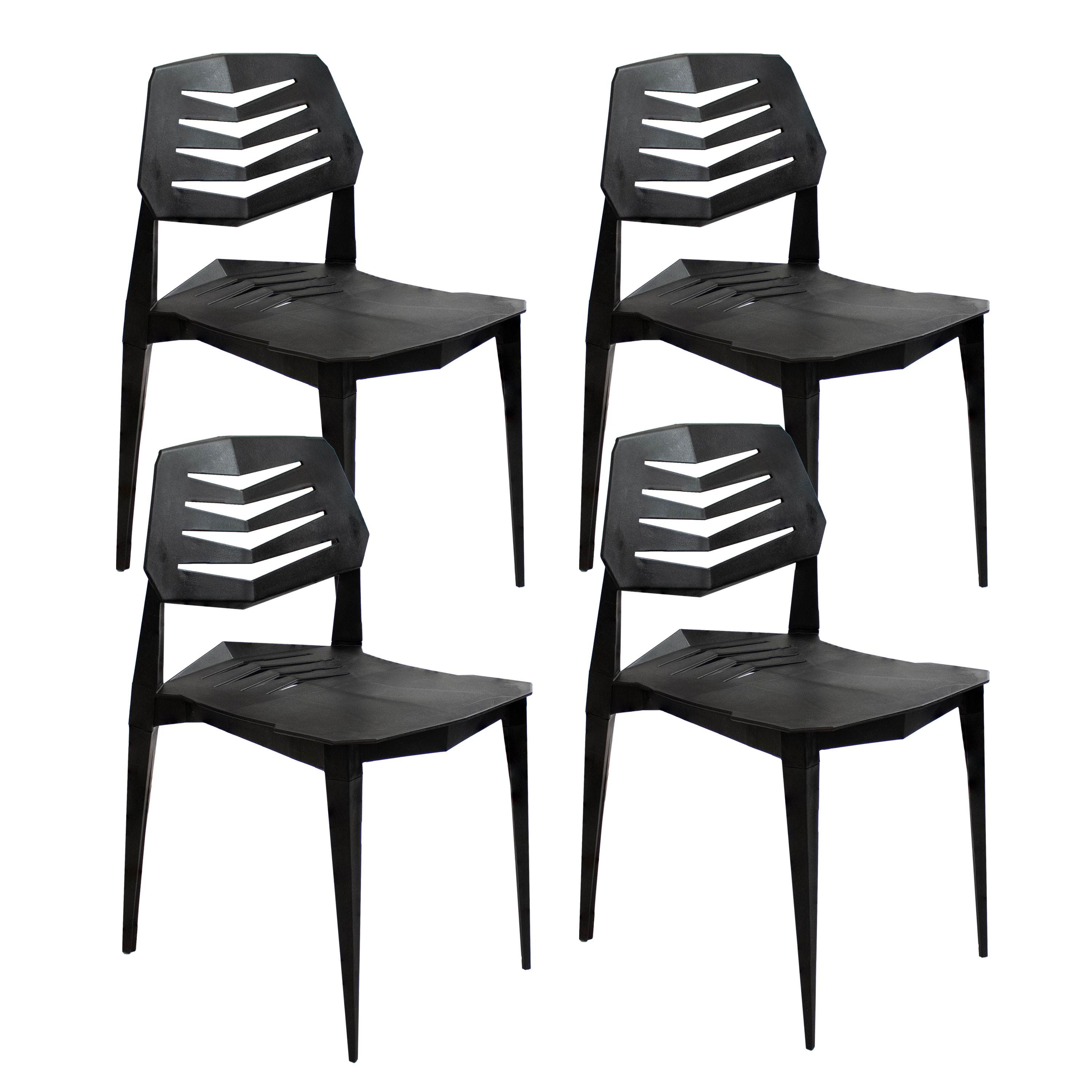 Matisse Black Polypropylene Armless Dining Chairs Set of 4