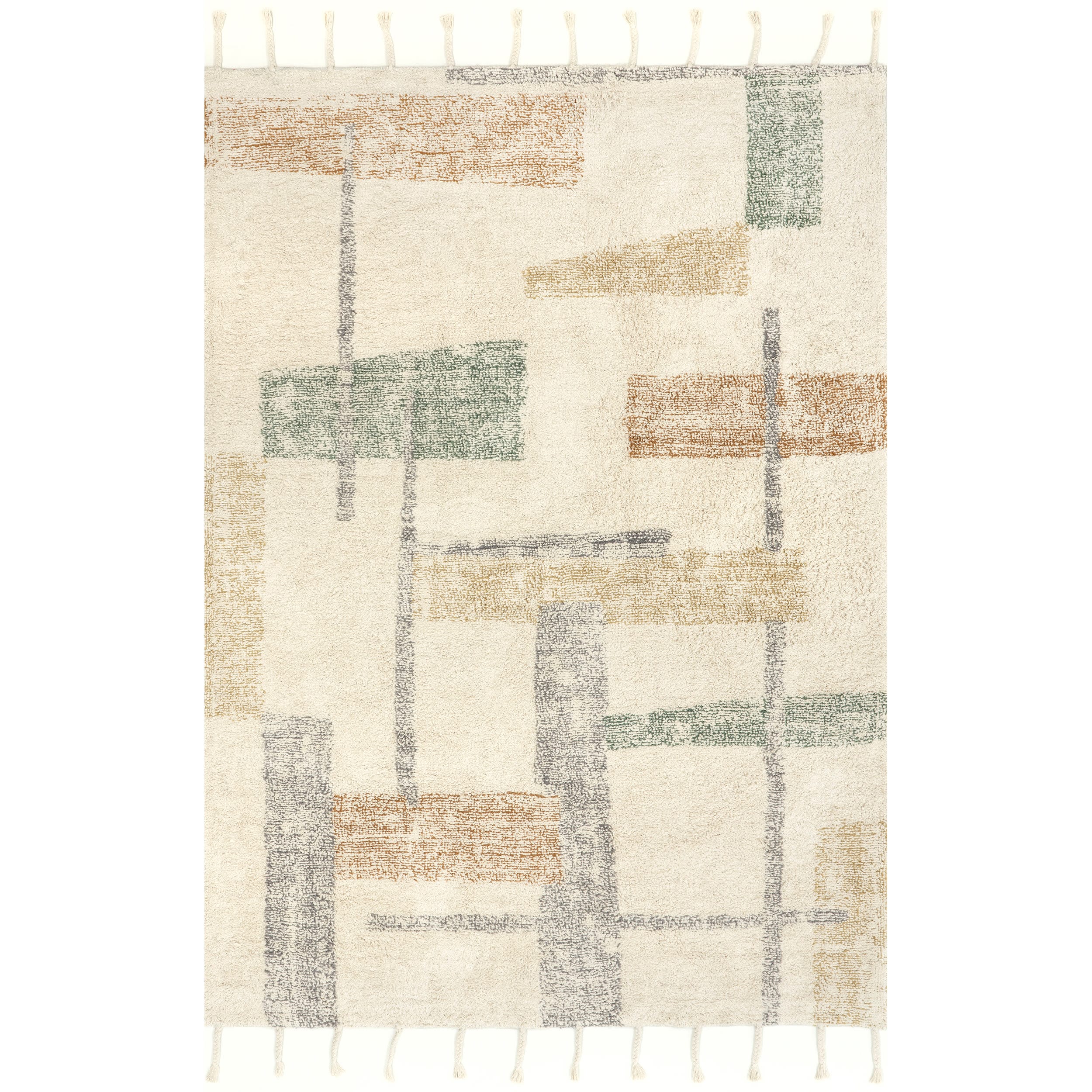 Ivory and Multicolor Wool Blend Tufted 6' x 9' Area Rug