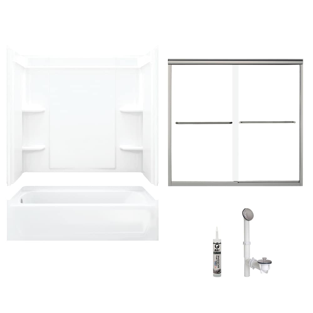 Ensemble 30-in x 60-in x 71-in White 5-Piece Bathtub and Shower Combination Kit (Left Drain) Drain Included | - Sterling 7137L-5405NC-0