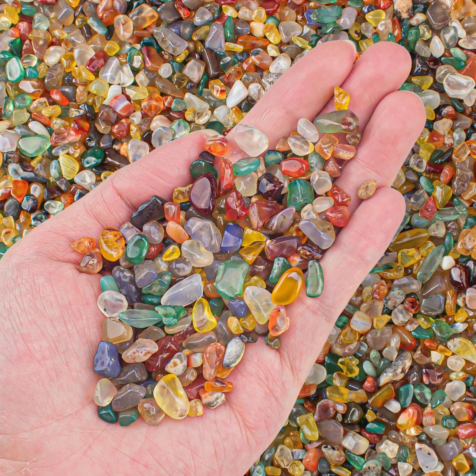 ITOPFOX  Colorful Agate Crystal Chips Bulk Natural Stones 0 Point 88 Lb Irregular Aquarium Gravel Pebbles for Crafts Fish Turtle Tank Home Decor
