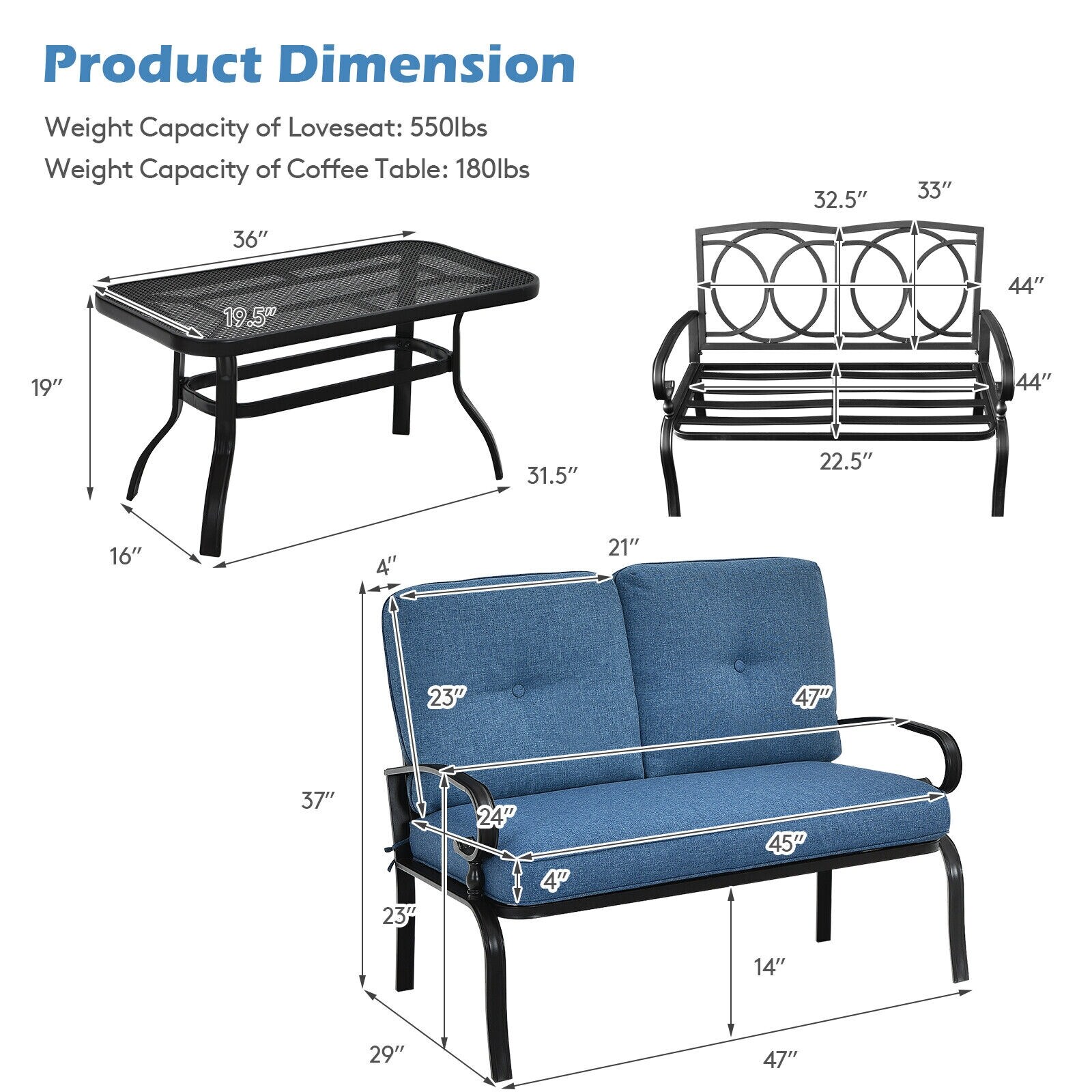 Forclover HBV-0651 Patio-Conversation-Sets - View #9