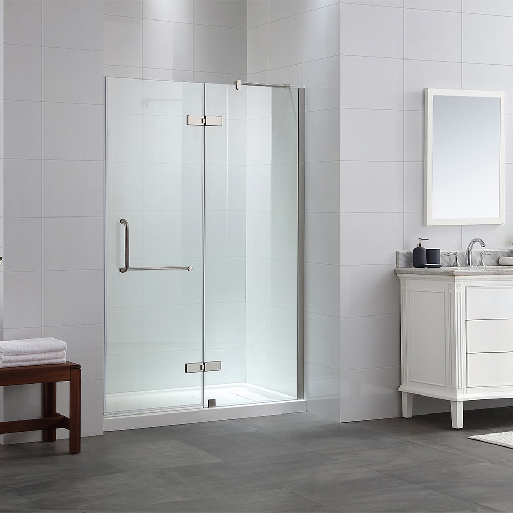 OVE Decors SHELBY-ACH48 Shelby Polished chrome 46-in to 48-in W x 74-in H Frameless Hinged Shower door 3/8-in Thick Clear Glass