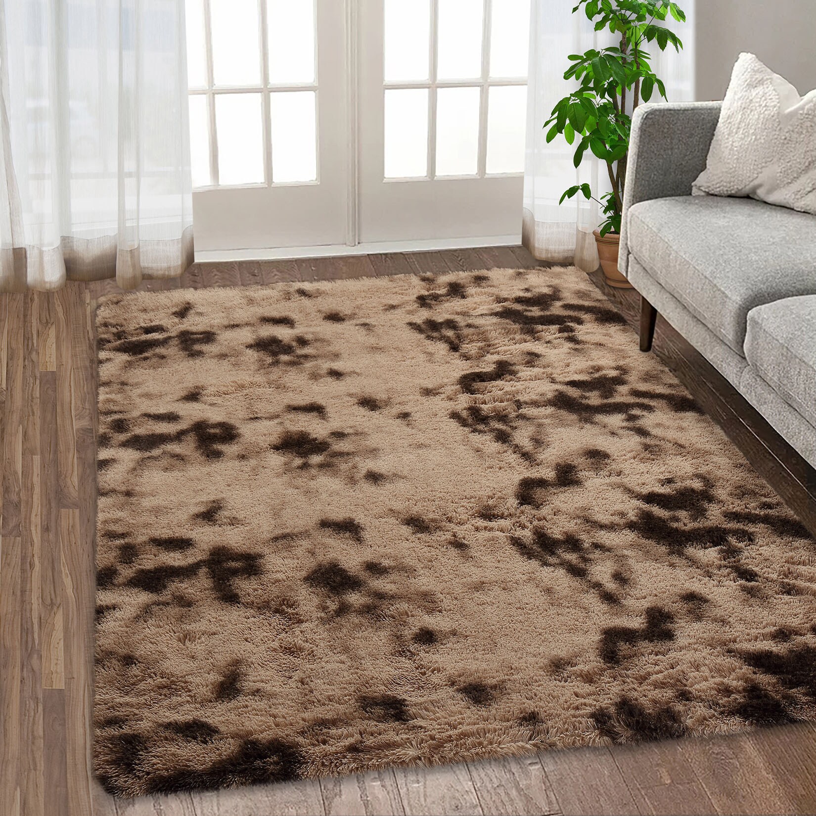 Garvee YXY-LO-PHO-0PW2DA3S 5 x 8 (ft) Polyester Brown Rectangular Indoor Solid Mid-Century Modern Area rug