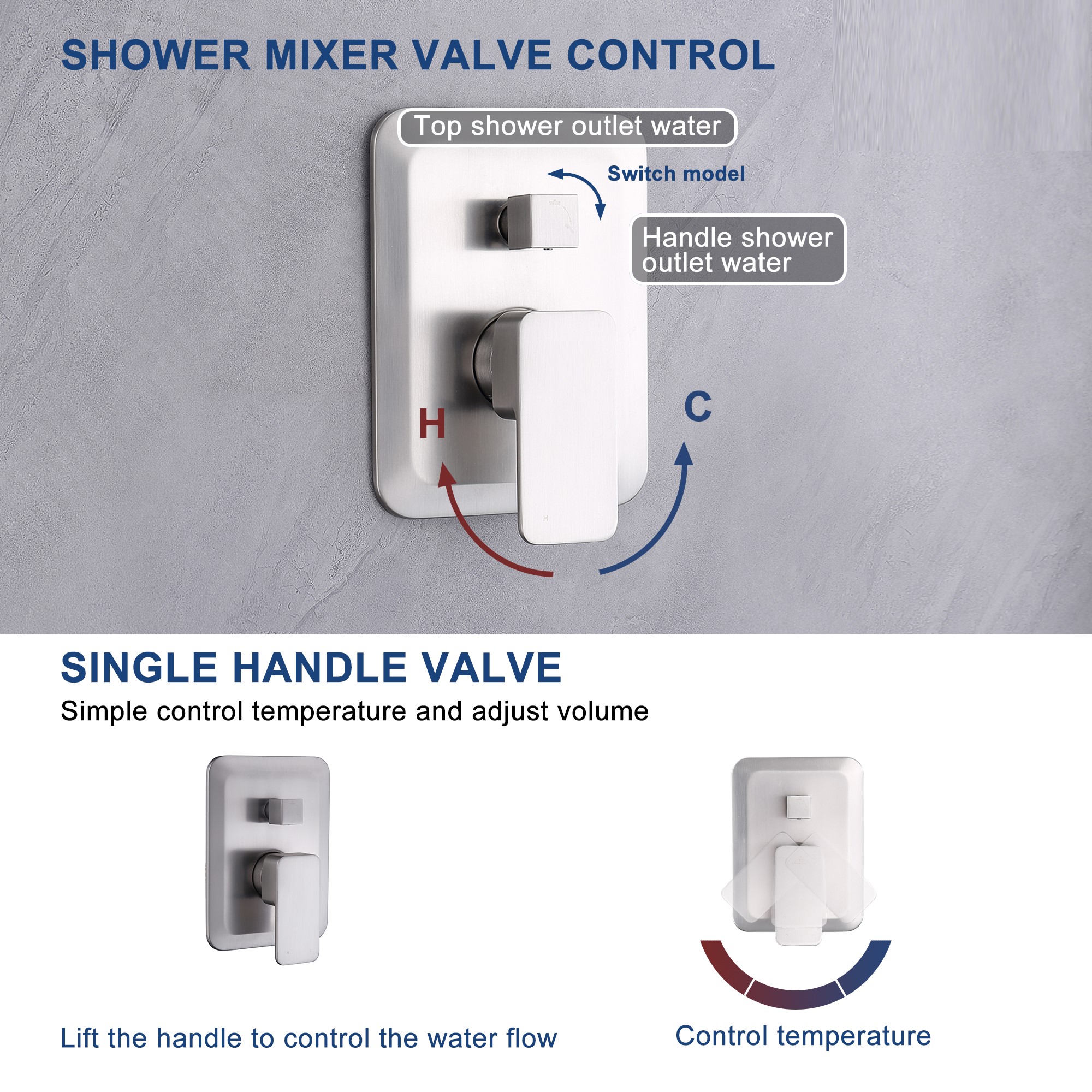 Mondawe AM-S133AC-10BN Showerhead-Bar-Panels - View #8