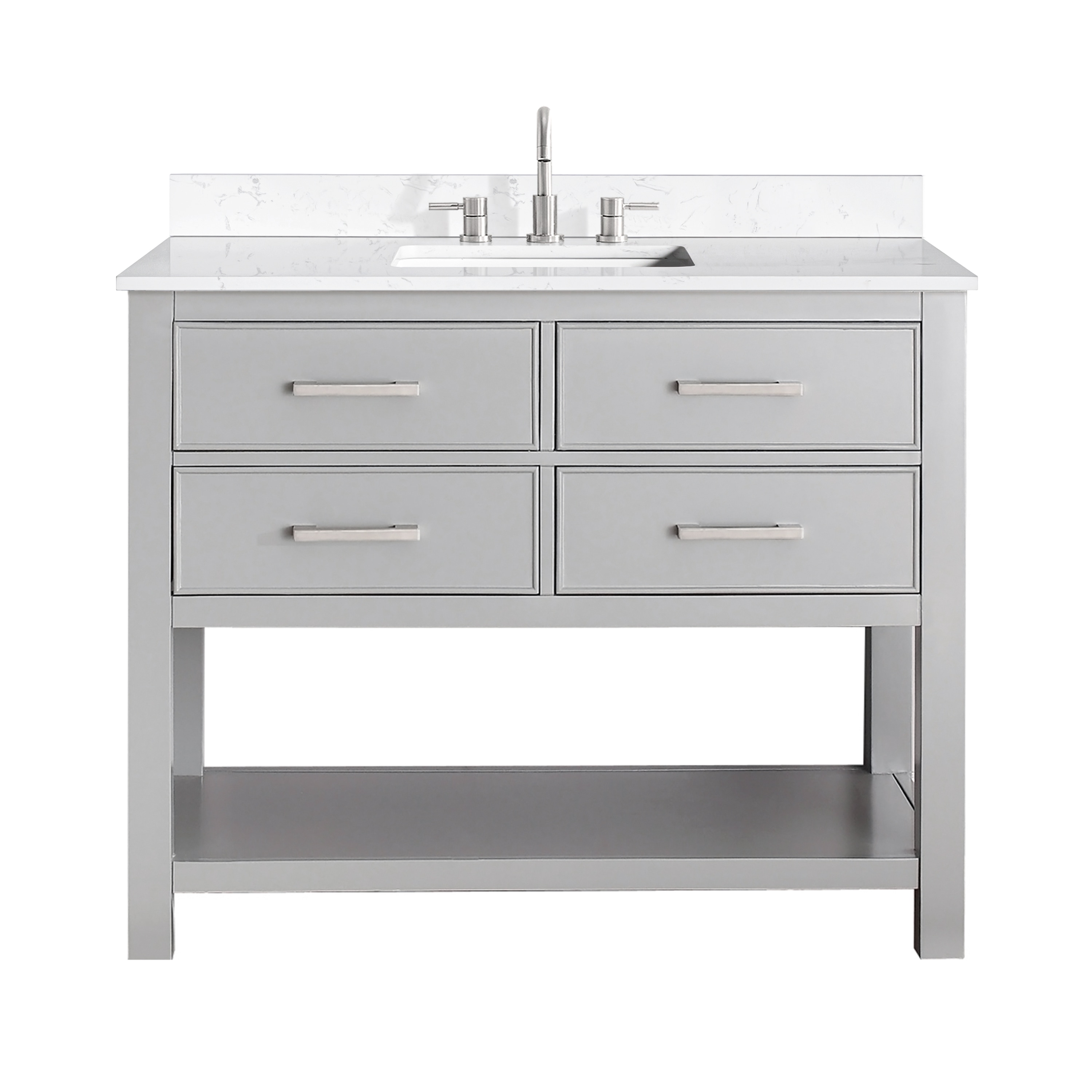 Chilled Gray 43" Single Bathroom Vanity with Engineered Marble Top