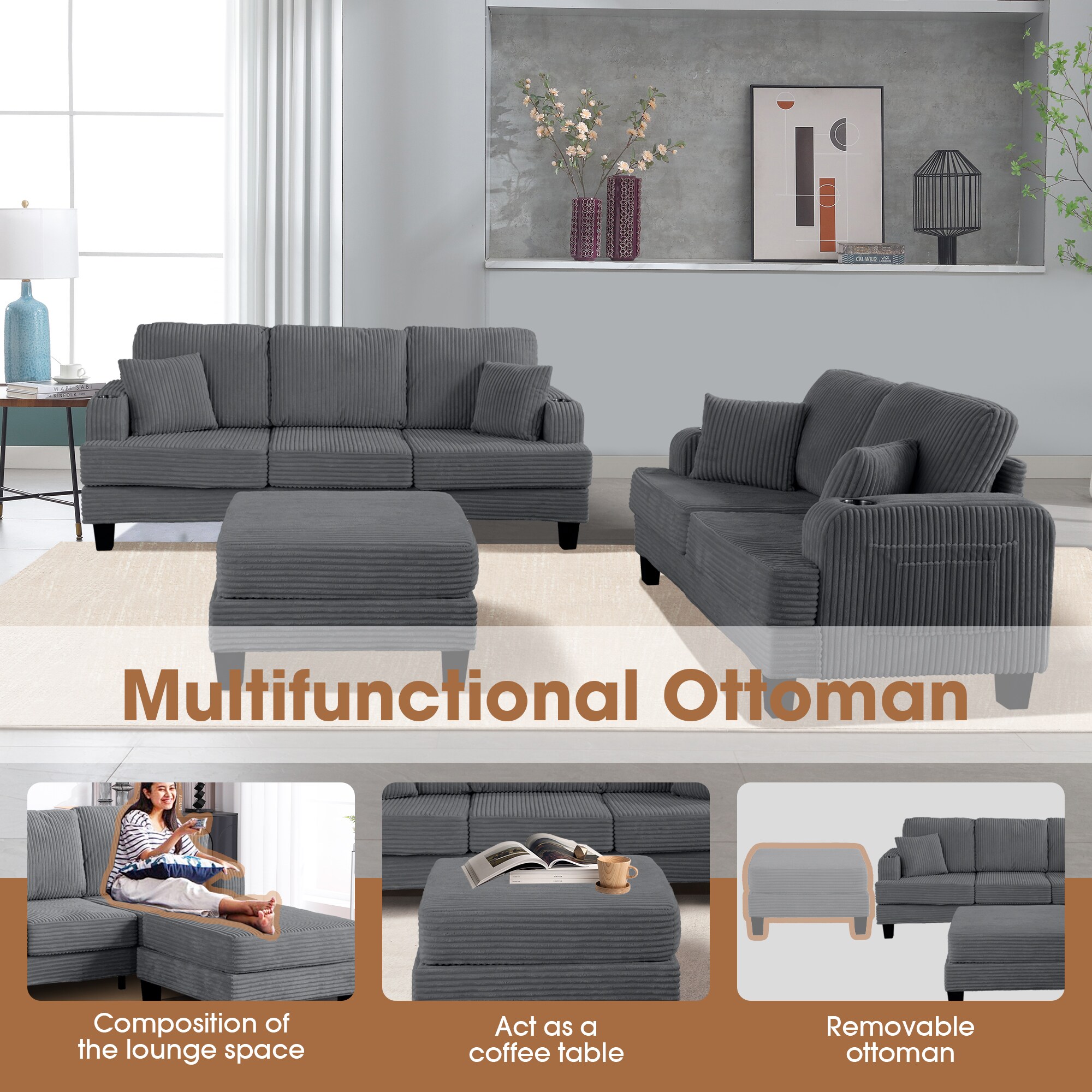 IHOMEadore MDSL6932DG Sofas-Loveseats - View #5