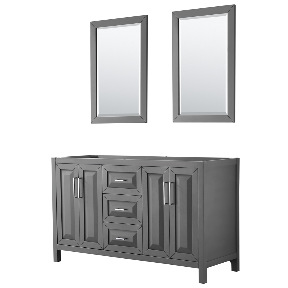 Wyndham Collection WCV252560DKGCXSXXM24 Daria 60-in Dark Gray with Polished Chrome Trim Bathroom Vanity Base Cabinet without Top (Mirror Included)