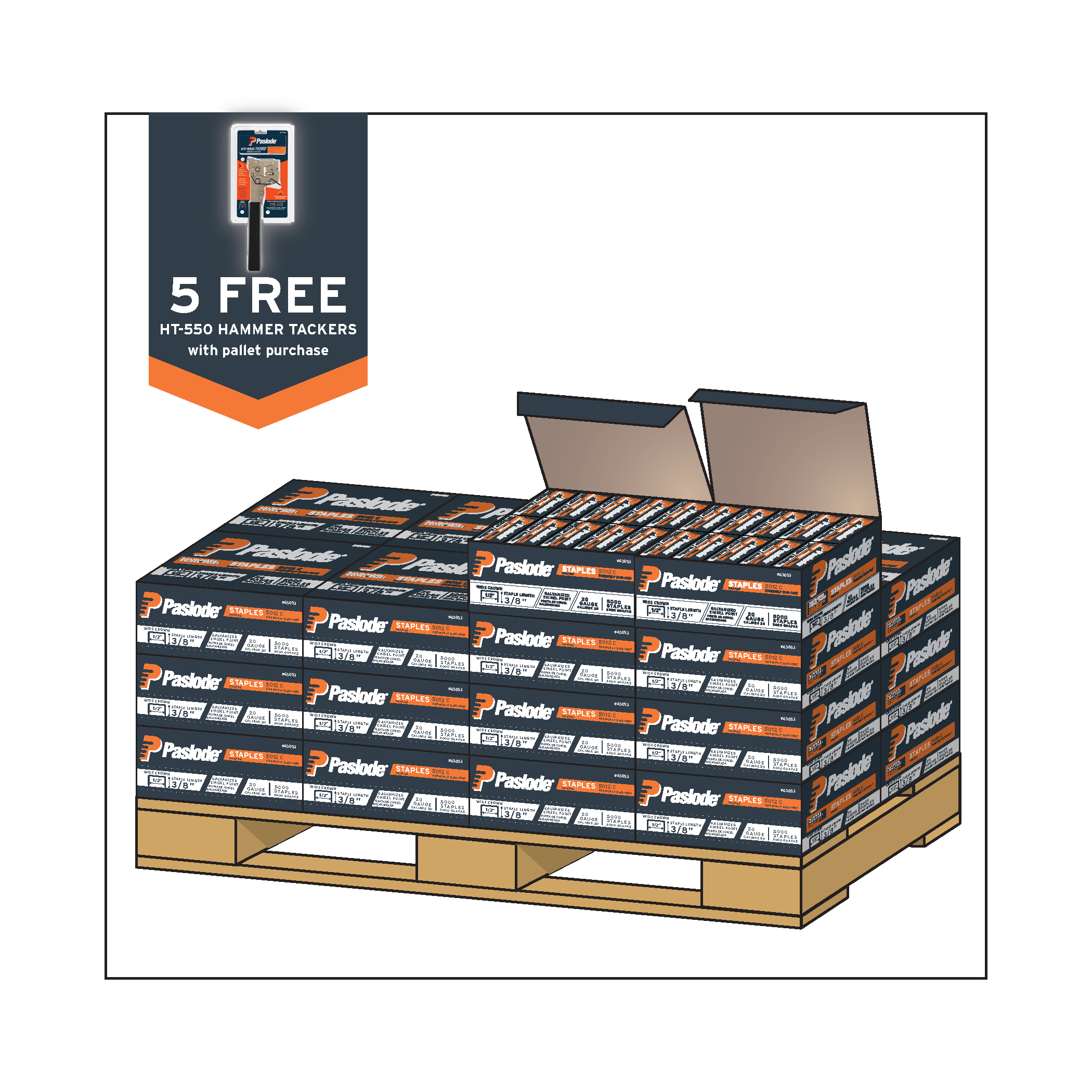 Paslode 650930HT1 3/8-in Leg x 1/2-in 20 -Gauge Construction staples 5000 -Per Box
