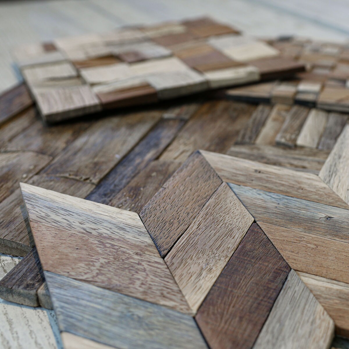 Natural Reclaimed Boat Wood Mosaic Wall Tile