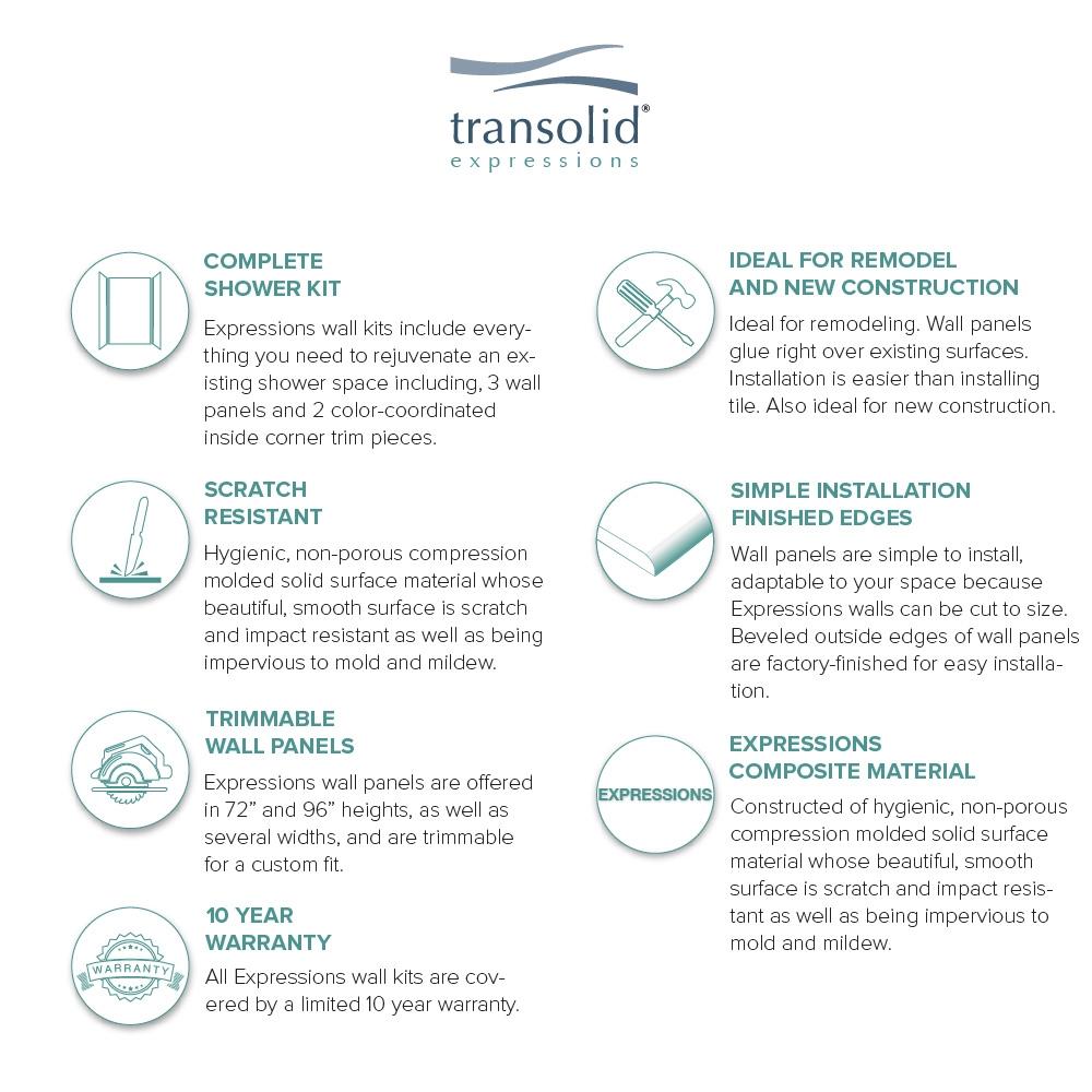 Transolid Expressions 36-in W x 36-in D x 72-in H White 3-Piece Glue Up ...
