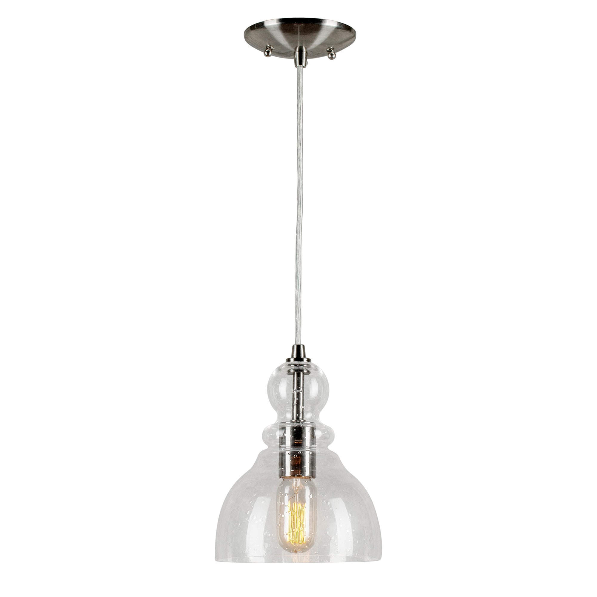 Forte Lighting 2678-01-55 Milo 1 -Light Brushed nickel Modern/contemporary Seeded glass Dome Mini Hanging Pendant light