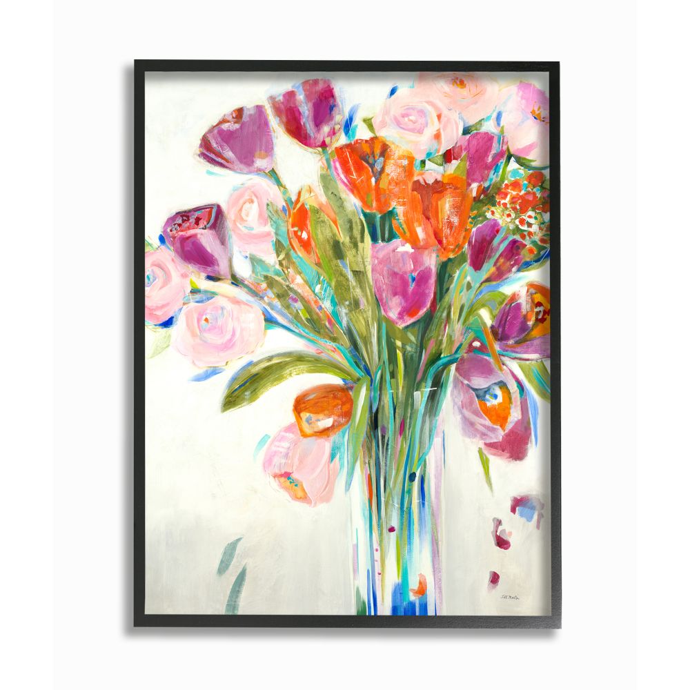 Stupell Industries AB-394-FR-16X20 Rose and Tulip Bouquet Spring Flower Expression Third and Wall Framed 20-in H x 16-in W Floral Print