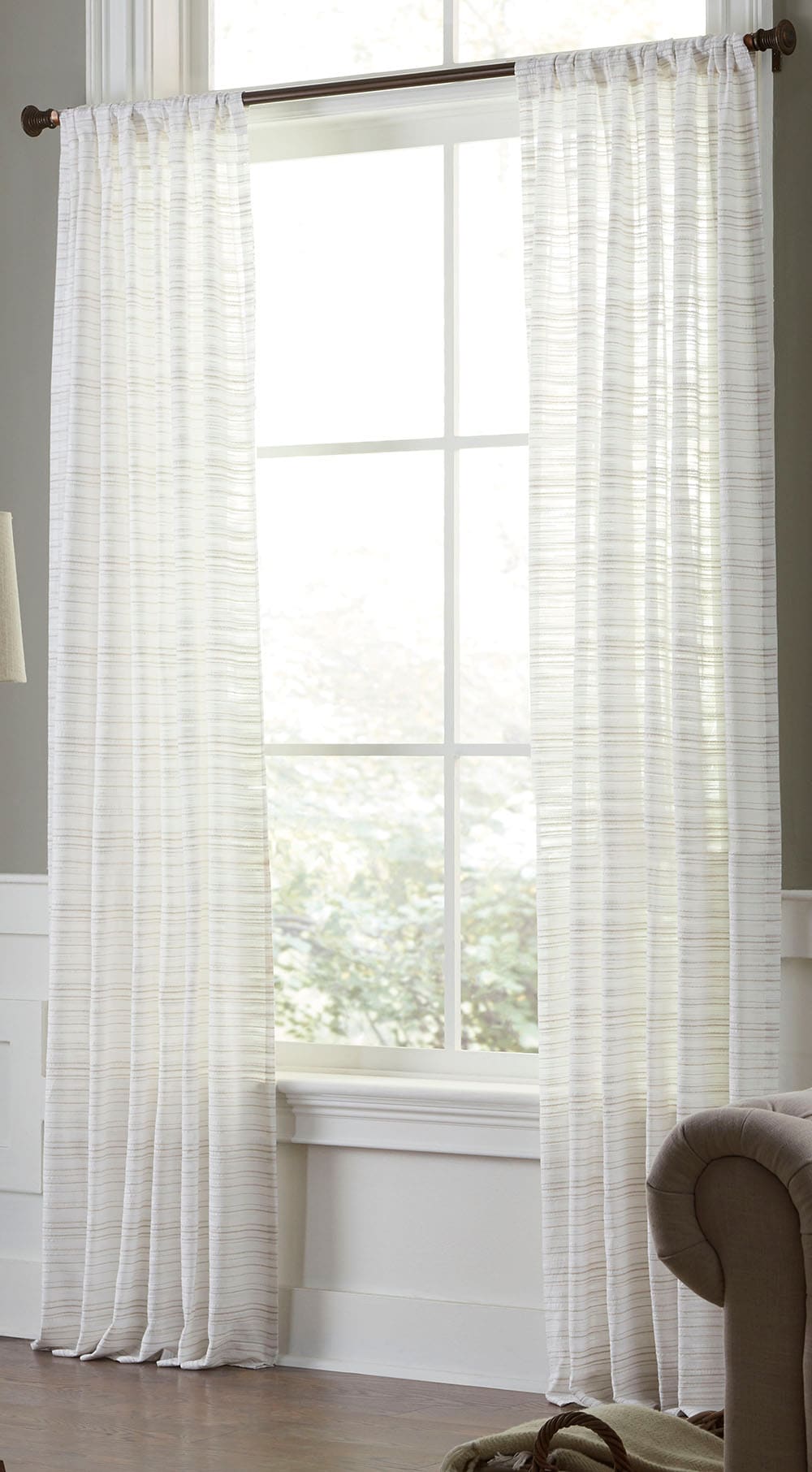 Curtains & roth in the Filtering Taupe + 84-in Rod Drapes Light department Panel Single Pocket at allen Curtain