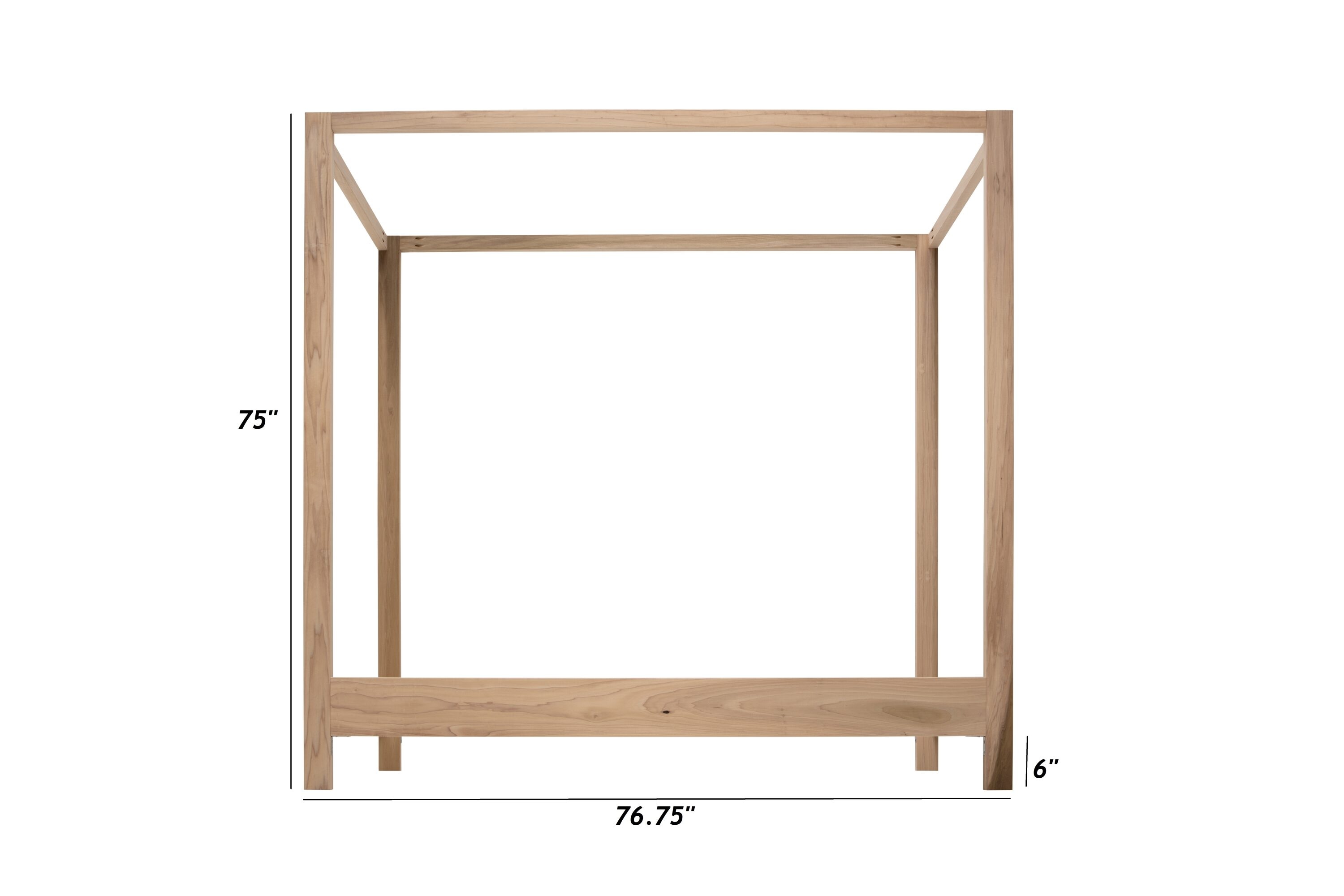 Natural Wood Twin Canopy Bed with Raised Platform