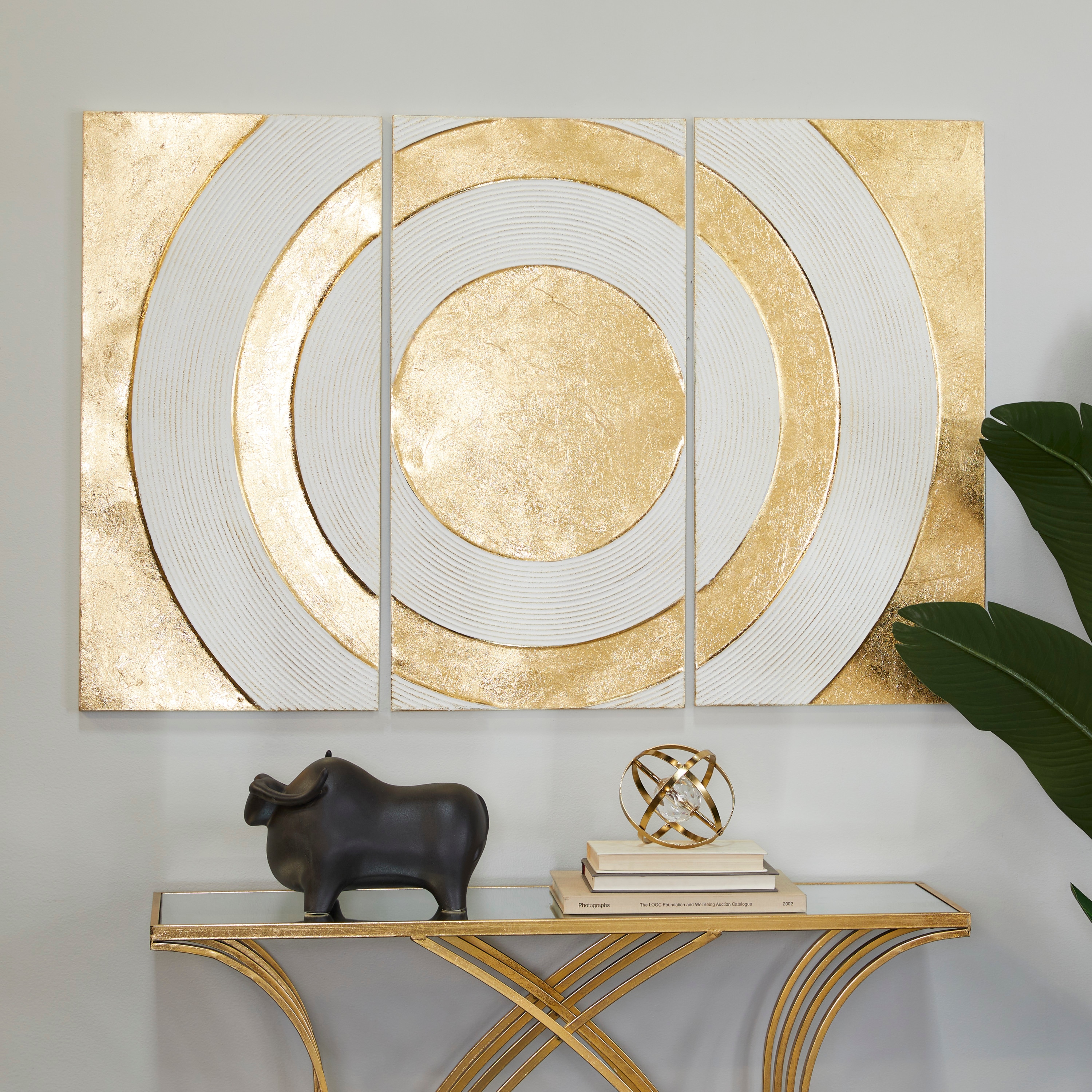 Shop CosmoLiving by Cosmopolitan Gold Metal Geometric Wall Decor ...