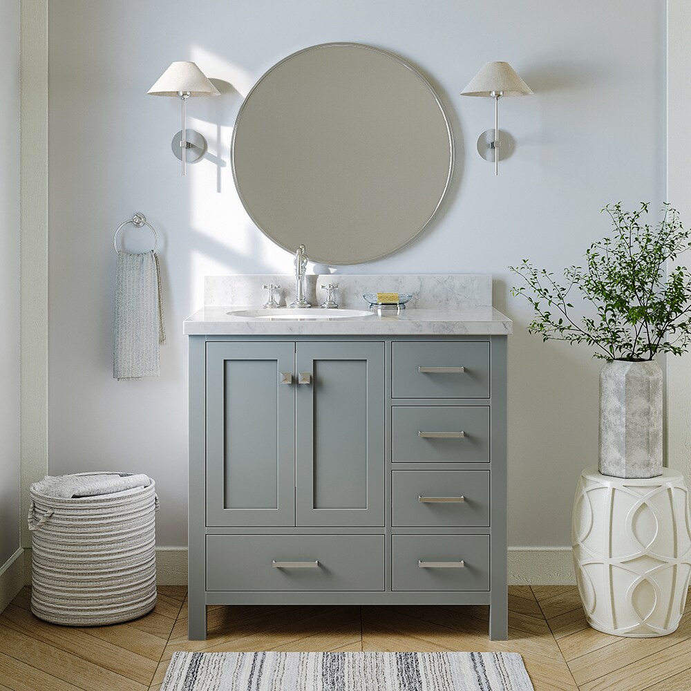 ARIEL Cambridge 37-in Gray Undermount Single Sink Bathroom Vanity with ...