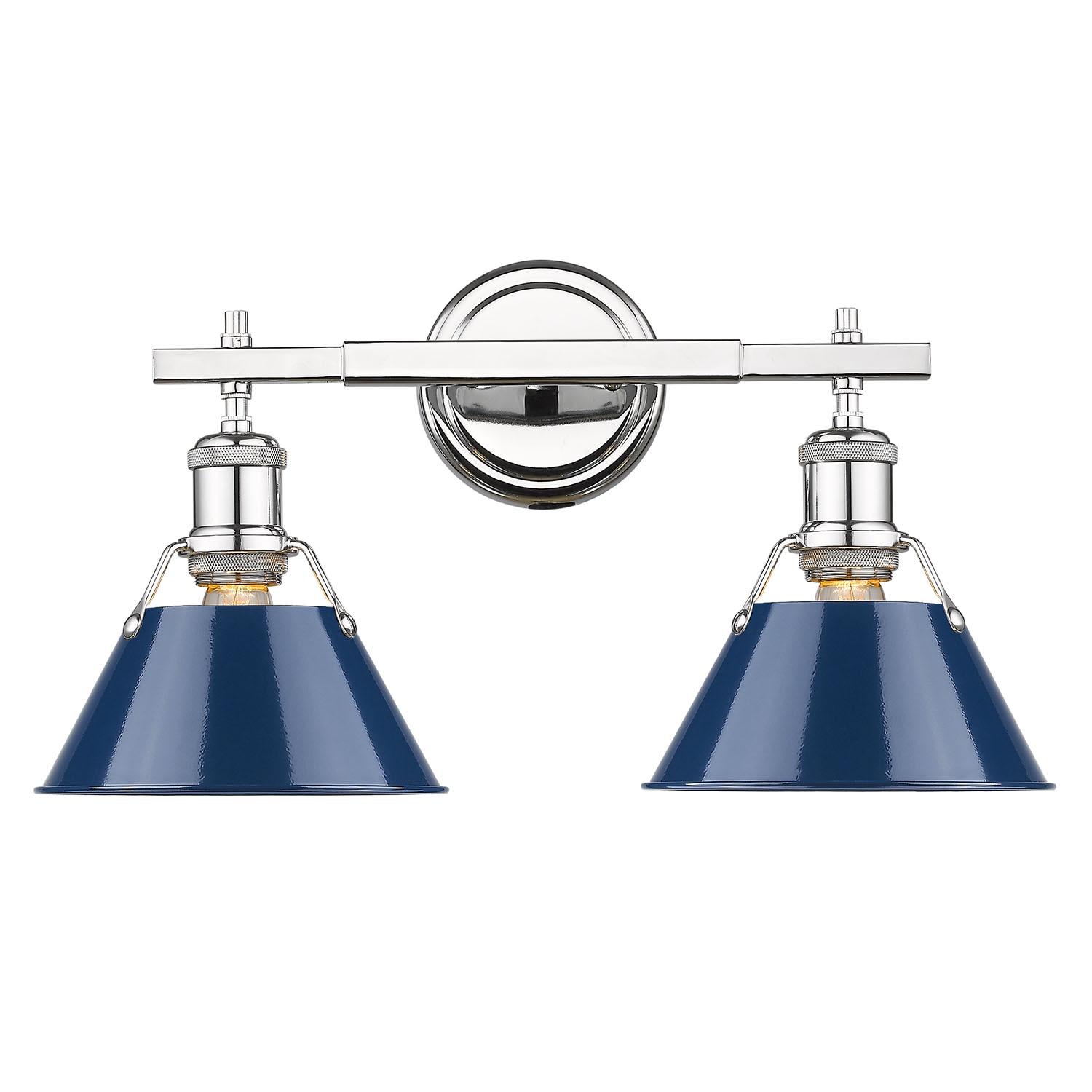 Golden Lighting 3306-BA2 CH-NVY Orwell 18.25-in 2 -Light Polished Chrome Industrial Vanity light