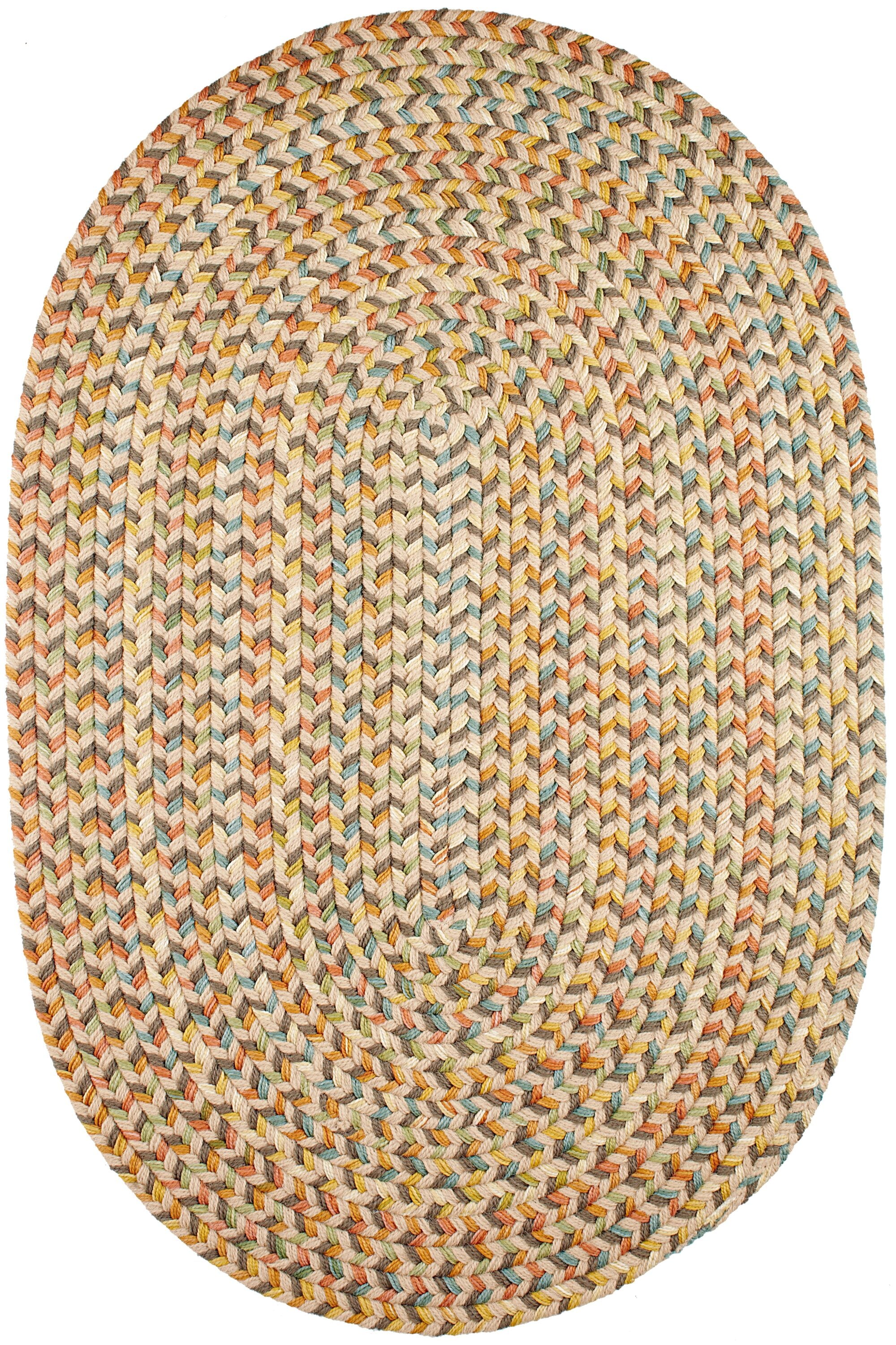 Rhody Rug CY57R048X072 4 x 6 (ft) Braided Polypropylene Earth Beige Oval Indoor/Outdoor Geometric Area rug