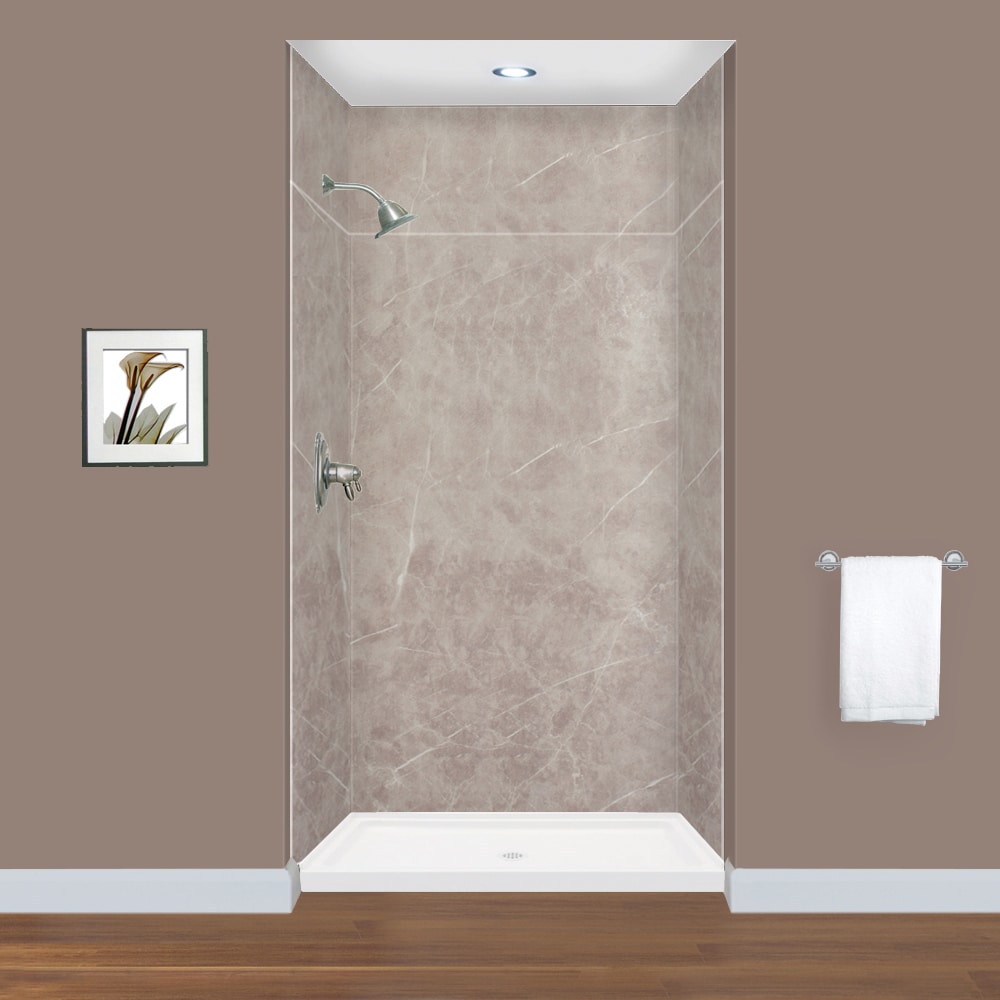 Transolid EWKX484896-42 Expressions 48-in W x 48-in D x 96-in H Dover Stone Glue To Wall Alcove Shower Panel Kit