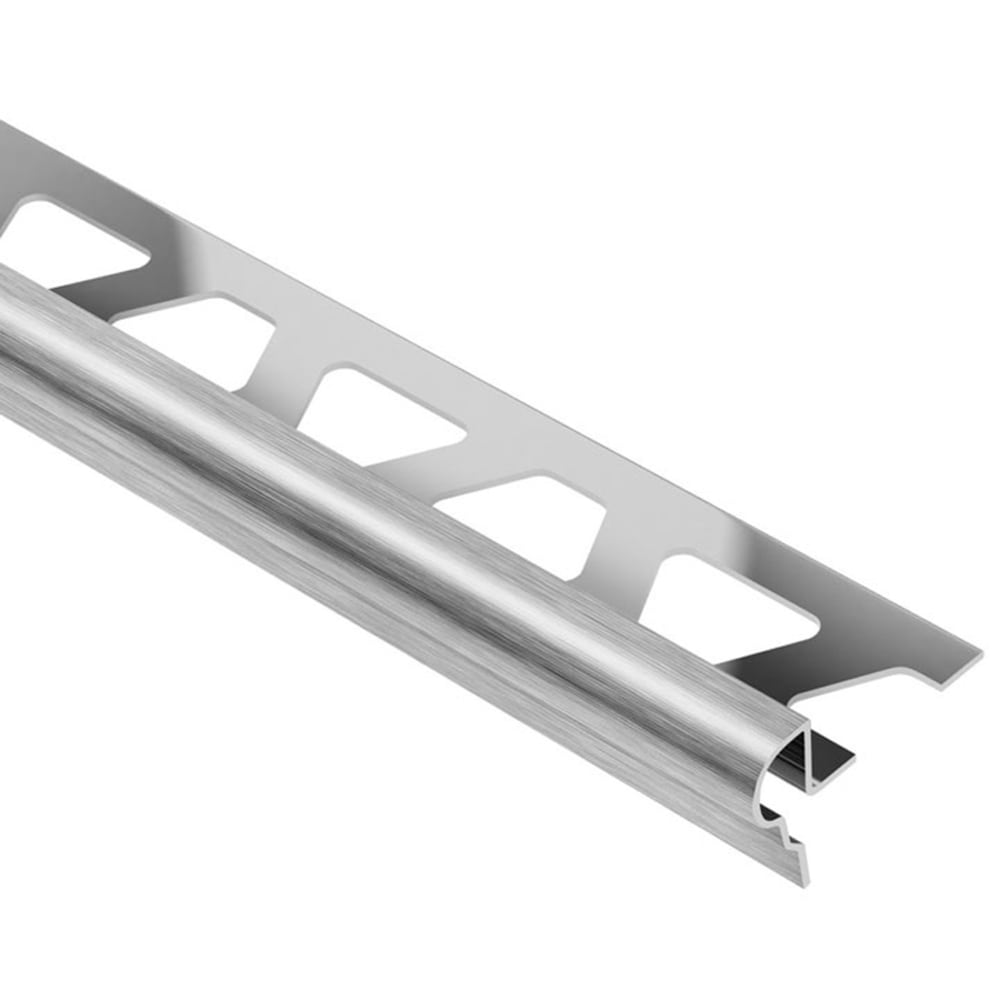 Schluter Systems FL90EB Trep-FL 0.344-in W x 98.5-in L Brushed stainless steel Steel Stair nose Tile Edge Trim