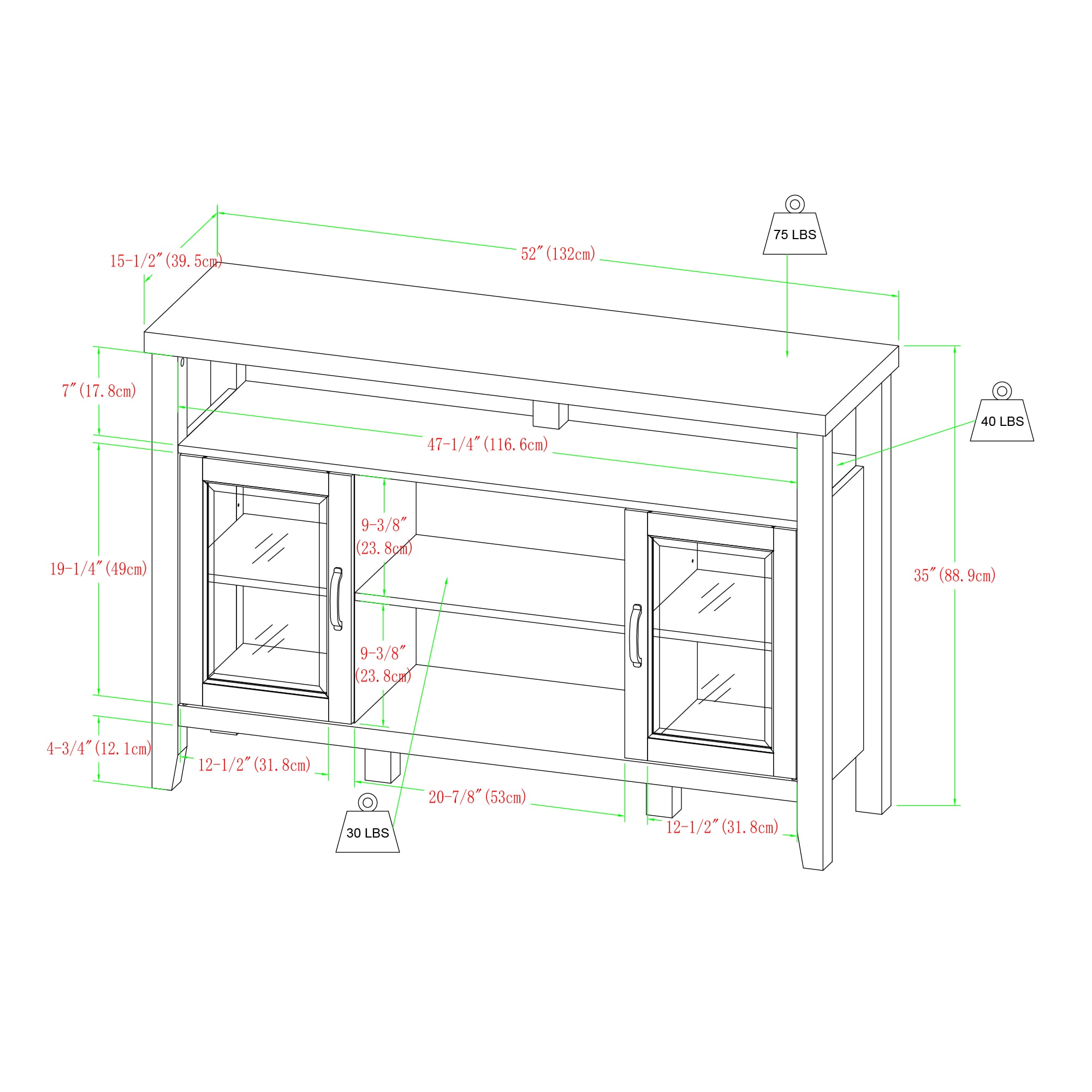 Walker Edison LWU52JORWO Tv-Stands - View #5