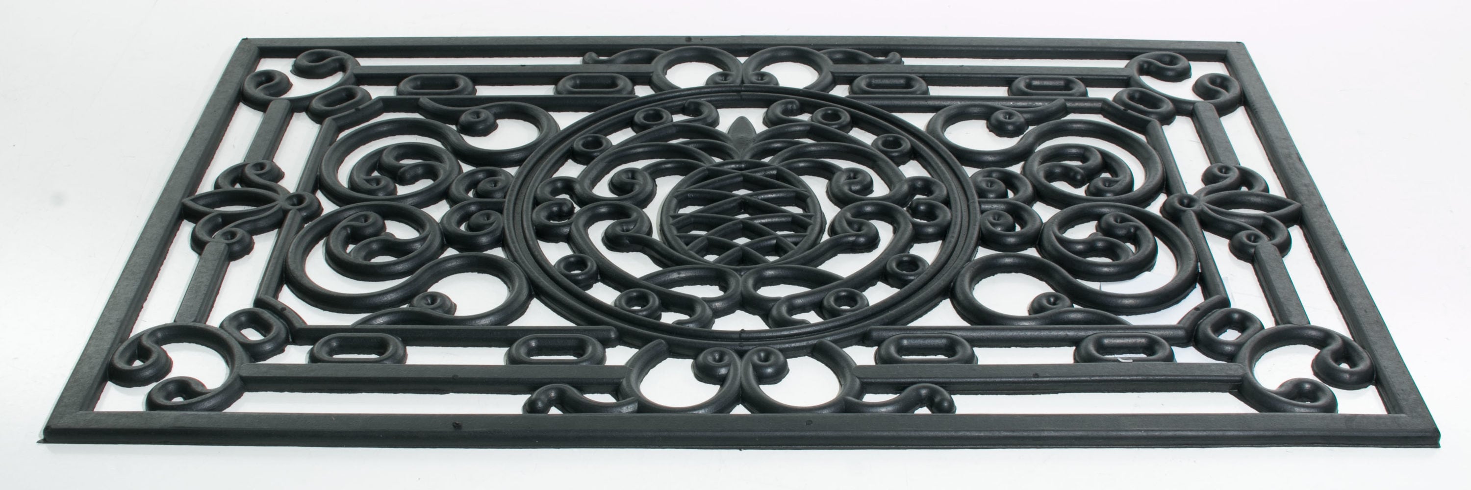 Pineapple Design Black Rubber Outdoor Doormat
