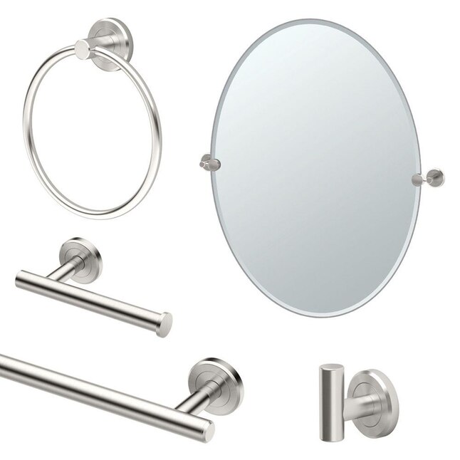 Gatco Channel Satin Nickel Metal Bath Accessory Set Gatco Channel Satin Nickel Metal Bath Accessory Set