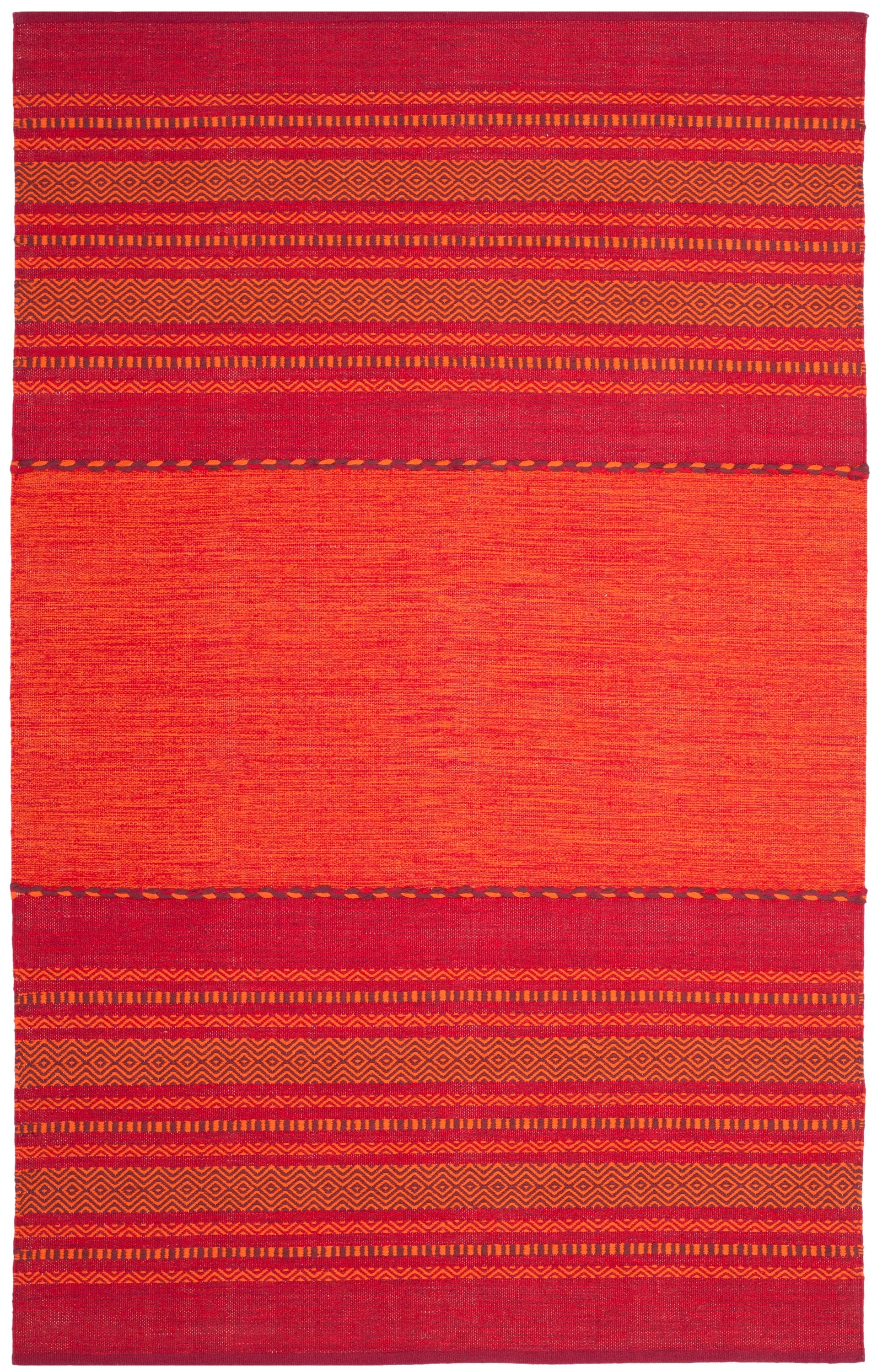Safavieh MTK215A-5 Montauk Binalong 5 x 8 (ft) Cotton Orange/Red Rectangular Indoor Stripe Coastal Area rug