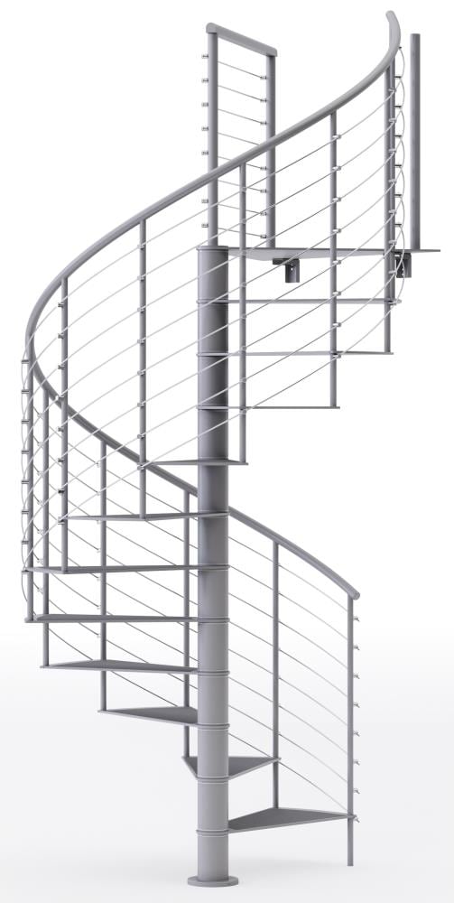 Mylen Stairs CS60G12GS11 Hayden 60-in x 13.67-ft 1 Platform Rails Gray Spiral Staircase Kit , Fits Height: 110.5-in to 123.5-in (12 treads) ( 12 Treads )