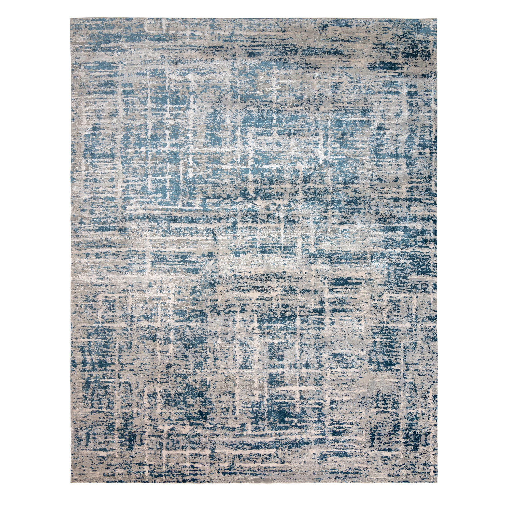 Blue Abstract Washable 8' x 10' Synthetic Area Rug
