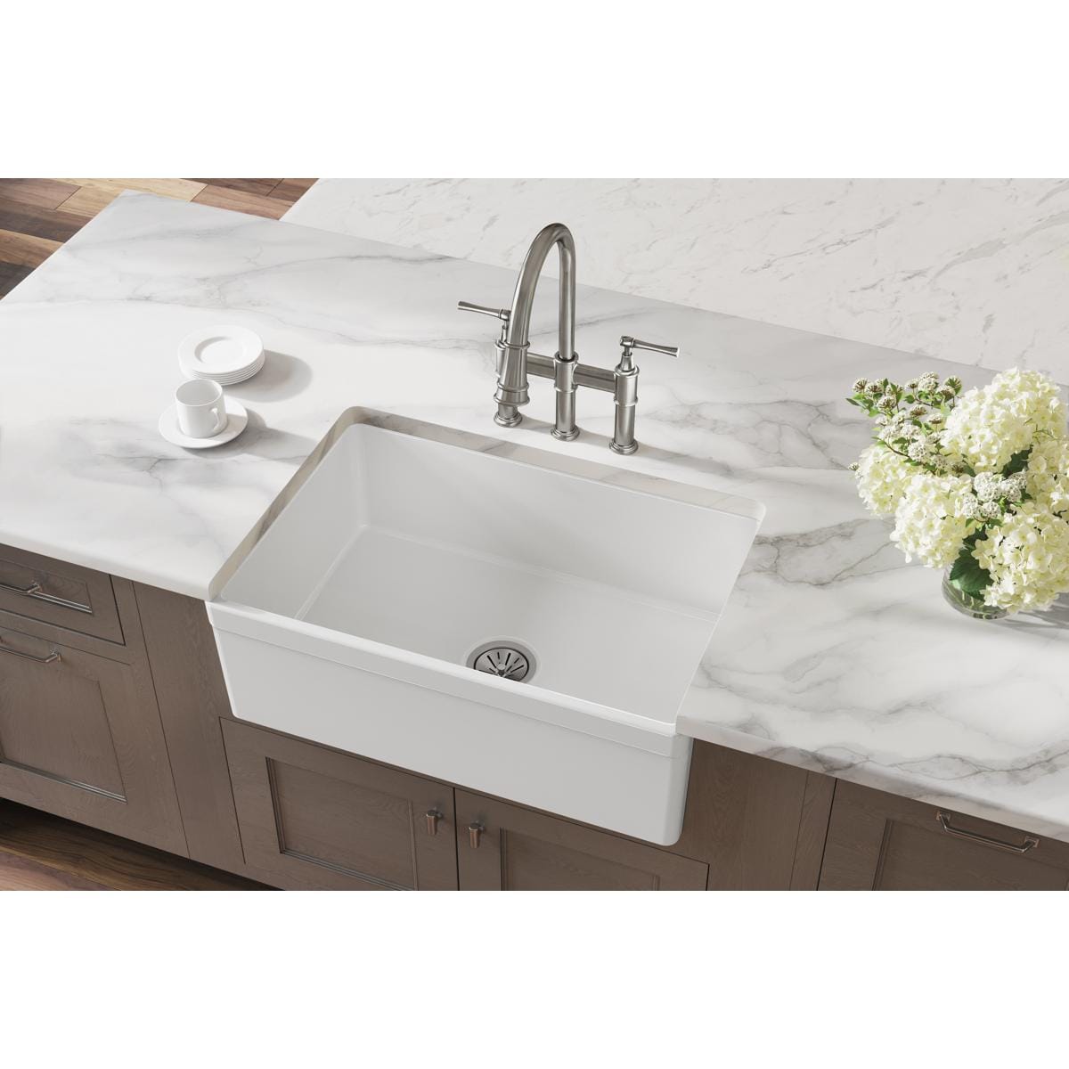 Elkay SWUF28179WHC Fireclay Farmhouse apron front 29.97-Inches x 19.93-Inches Fireclay Single bowl Kitchen Sink