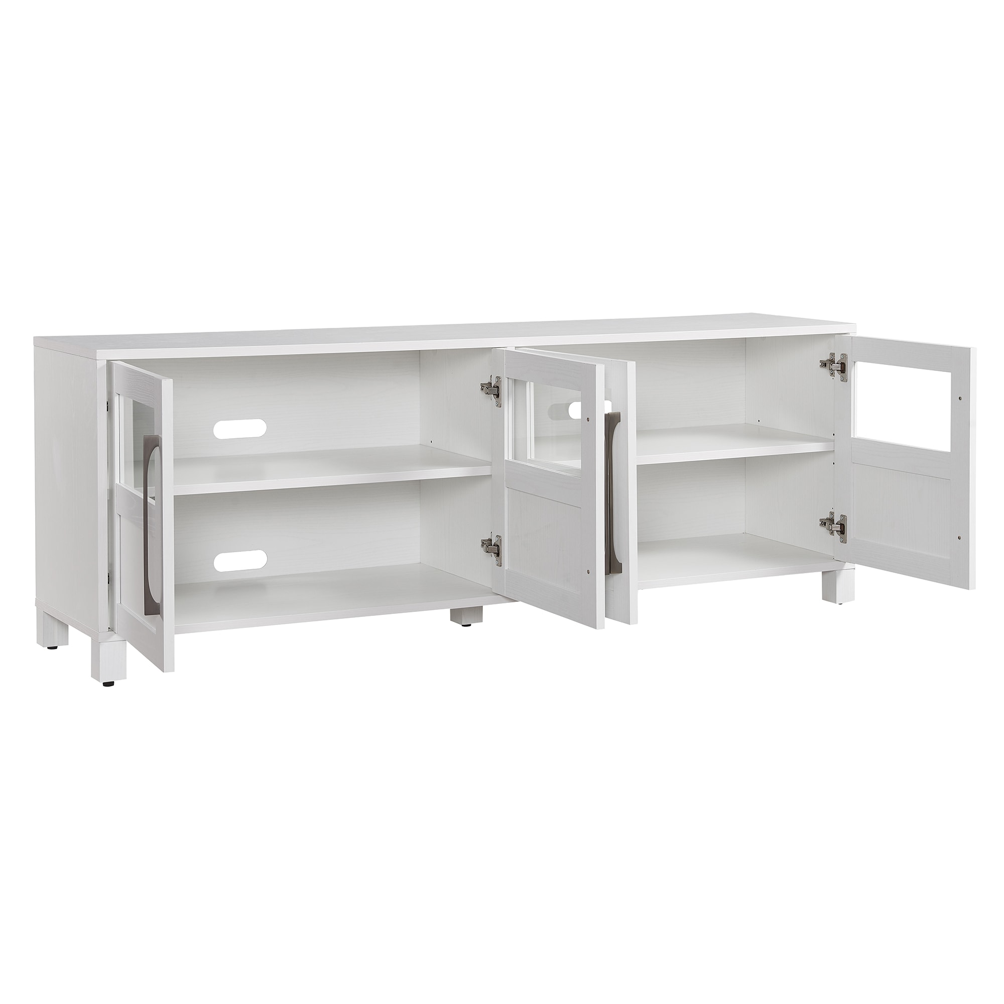 Holbrook Modern White 68" TV Stand with Glass & Solid Doors