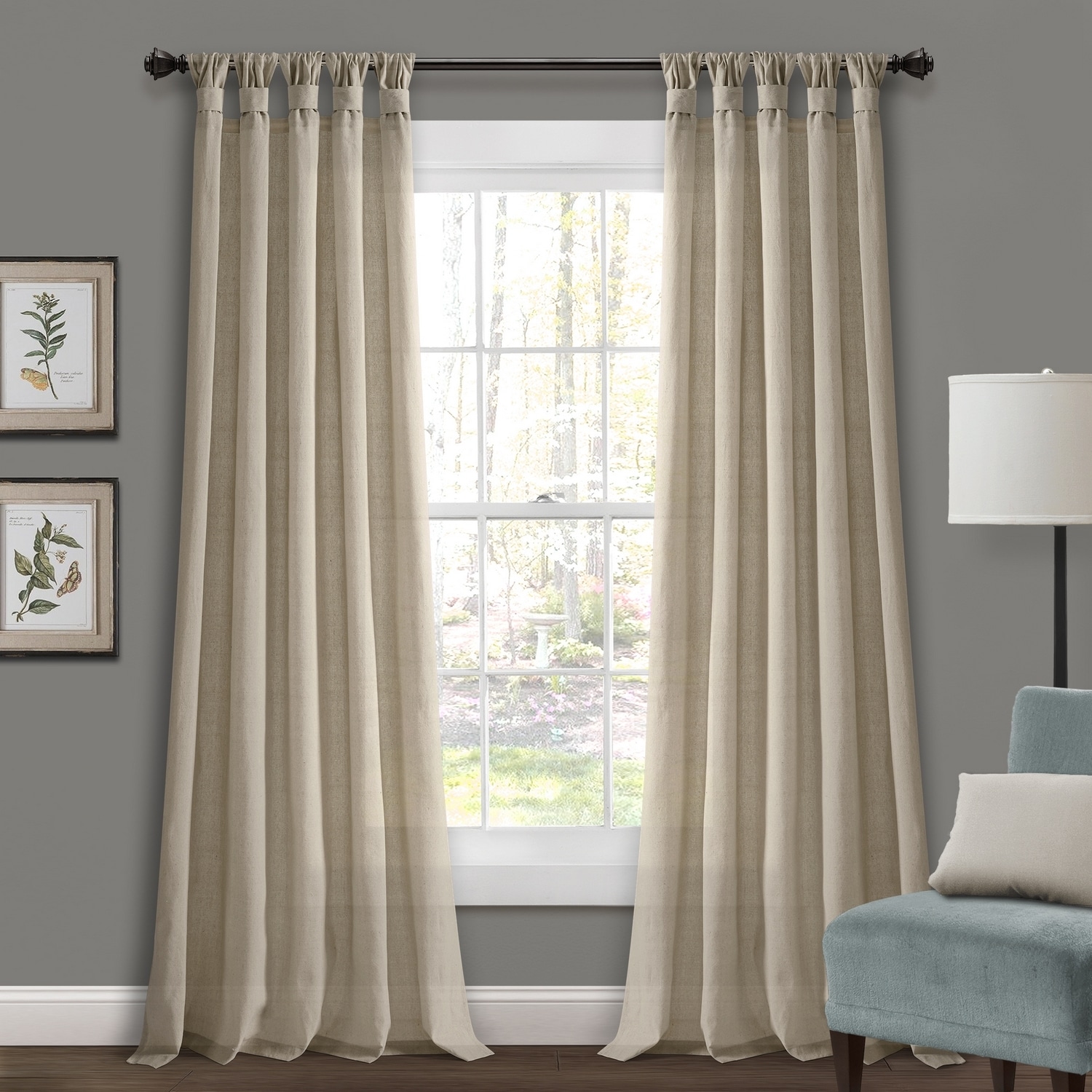 Lush Decor 16T004240 84-Inches Dark Linen Light filtering Top tab Curtain panel pair