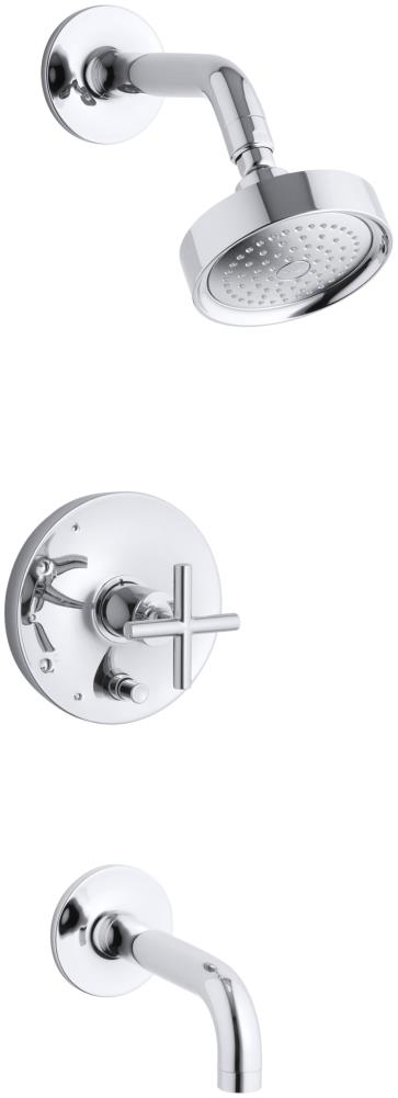 KOHLER T14421-3-CP Purist Polished chrome 1-handle Single function 5.47-Inches Round Bathtub and shower Faucet