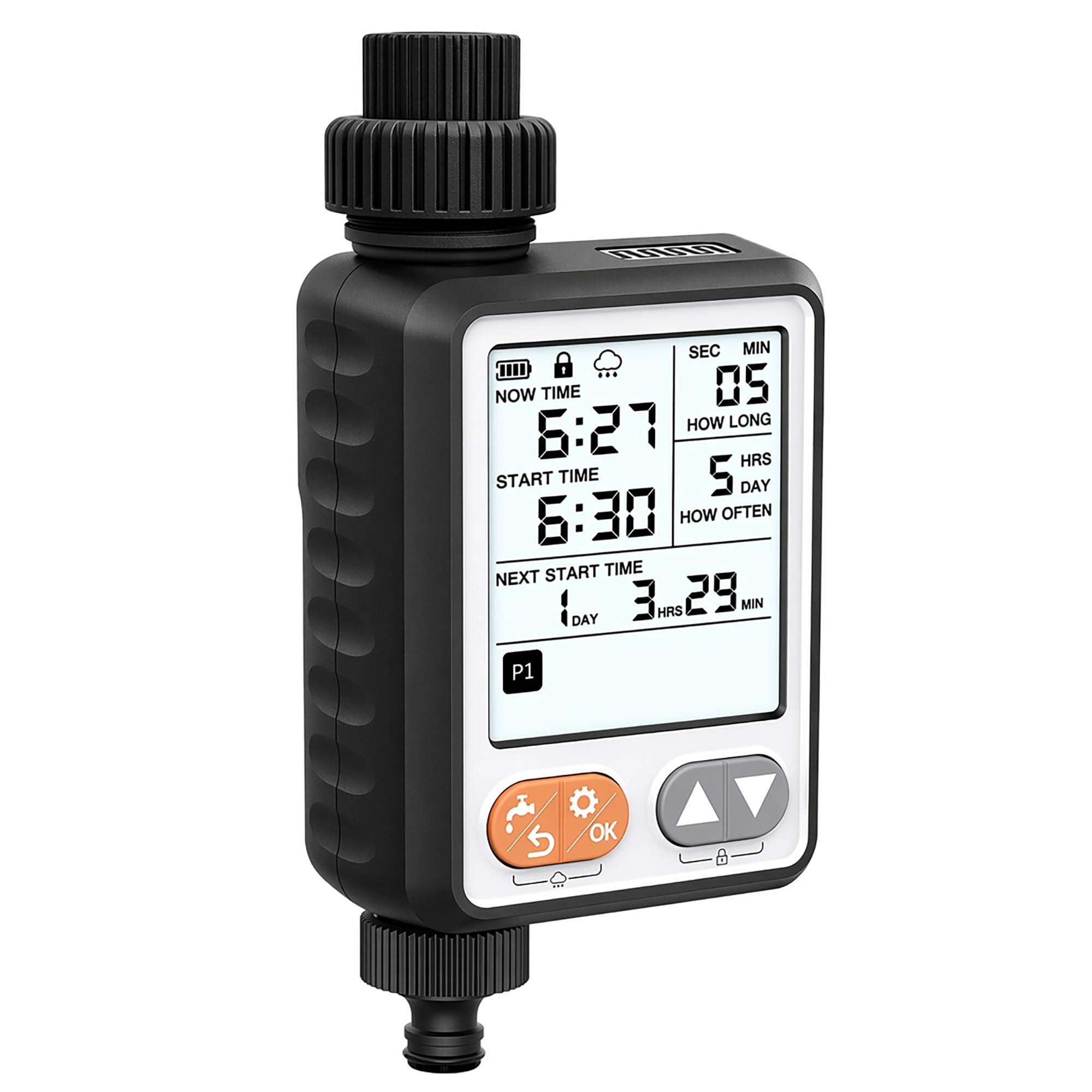 Aoibox  10 Program Auto Rain Delay Drip Irrigation Faucet Timer with 3 3 in Large LCD Display for Garden Hose