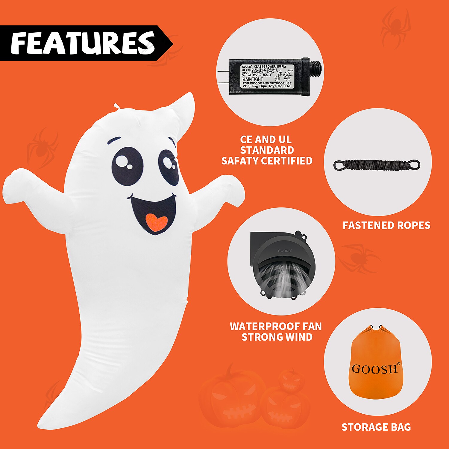 GOOSH 5-ft Lighted Ghost Inflatable in the Outdoor Halloween ...