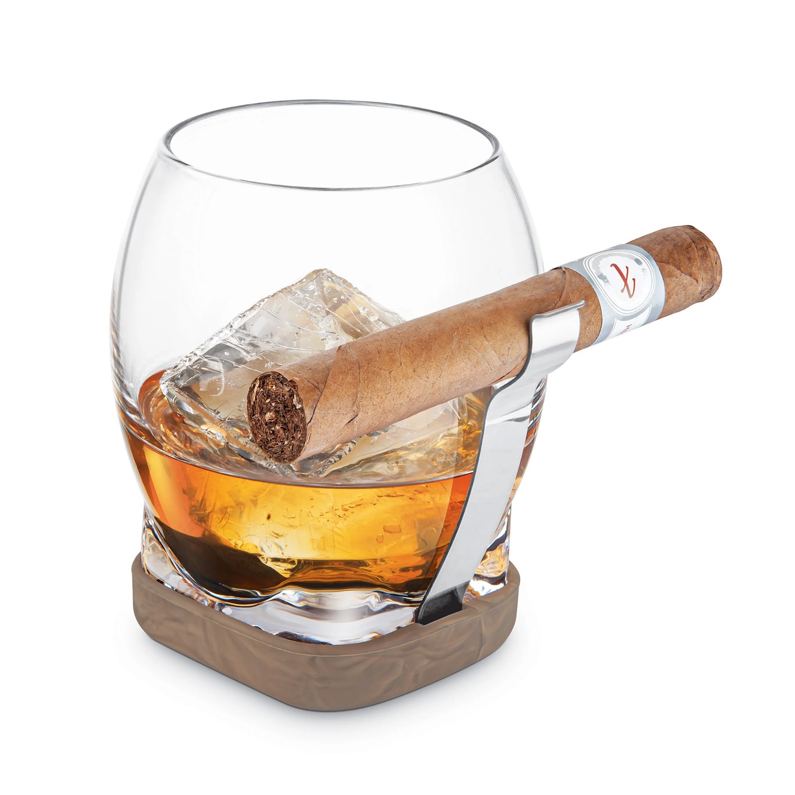 Final Touch  Whiskey Cigar Glass 14.5 oz Glass Stainless Steel  Silicone