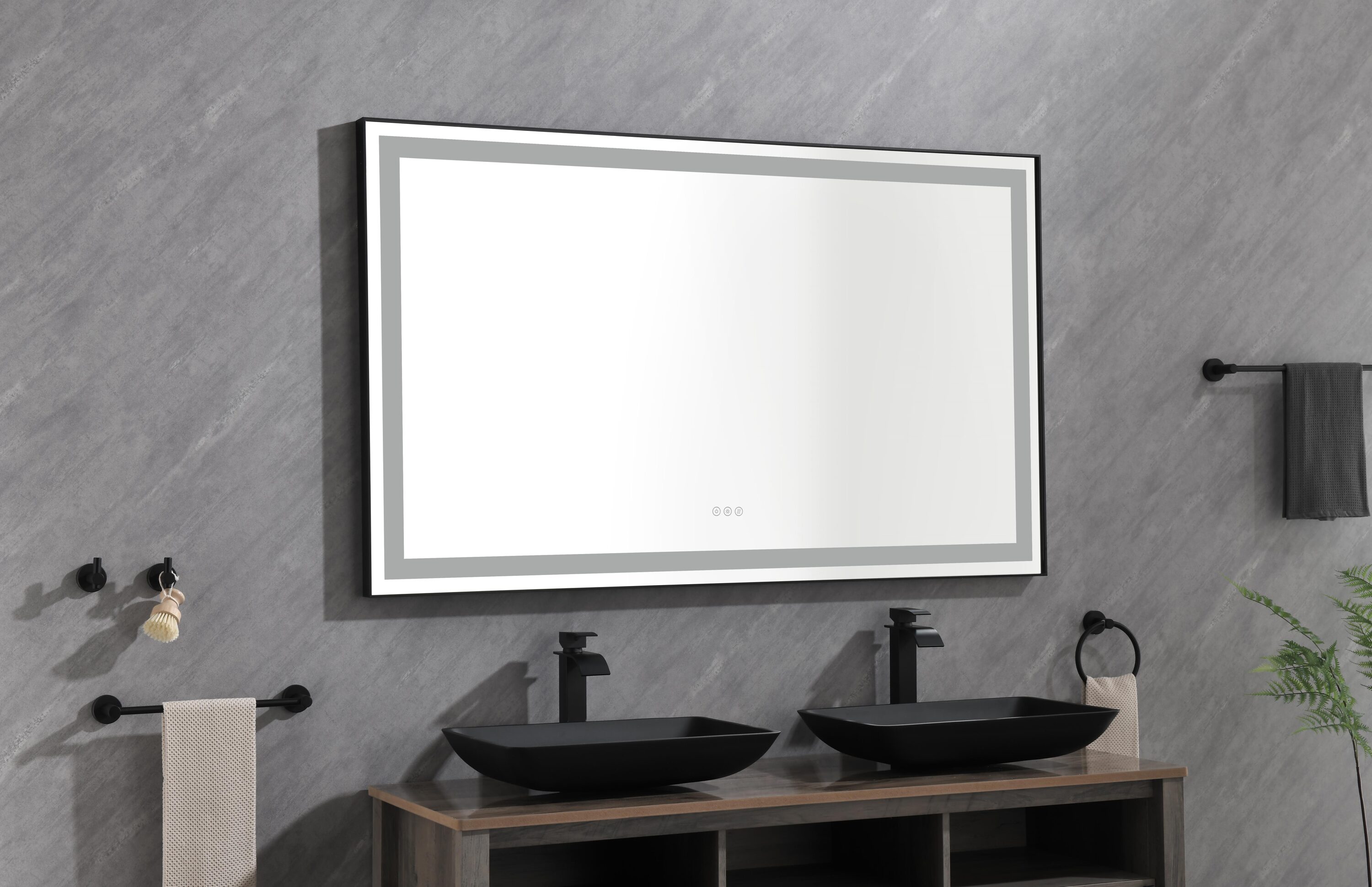 Vacolite KP-972-1HB 72-in x 48-in Polished Rectangular Dimmable LED Lighted Fog Free Tilting Bathroom Vanity Mirror ( glass )