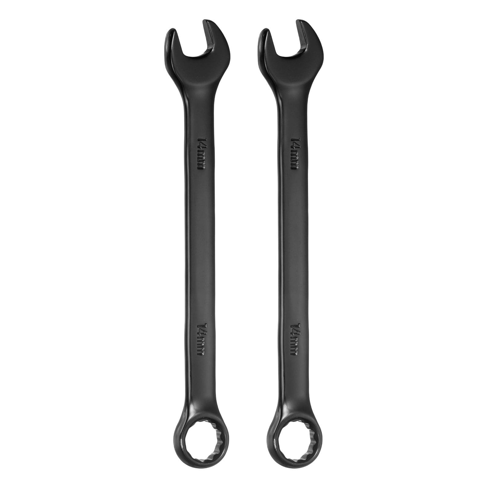 Harfington 2pcs Metric Combination Wrench 14mm 12-Point Box and Open End Double Ended Wrenches Spanners Tools for Household Automotive Machinery DIY Repair Black
