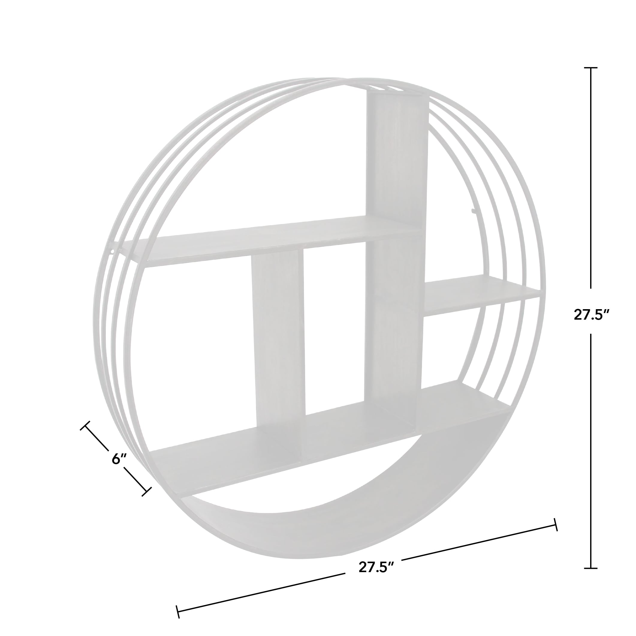 FirsTime Metallic Gray Metal Floating Shelf 27.5-in L x 6-in D (3 ...